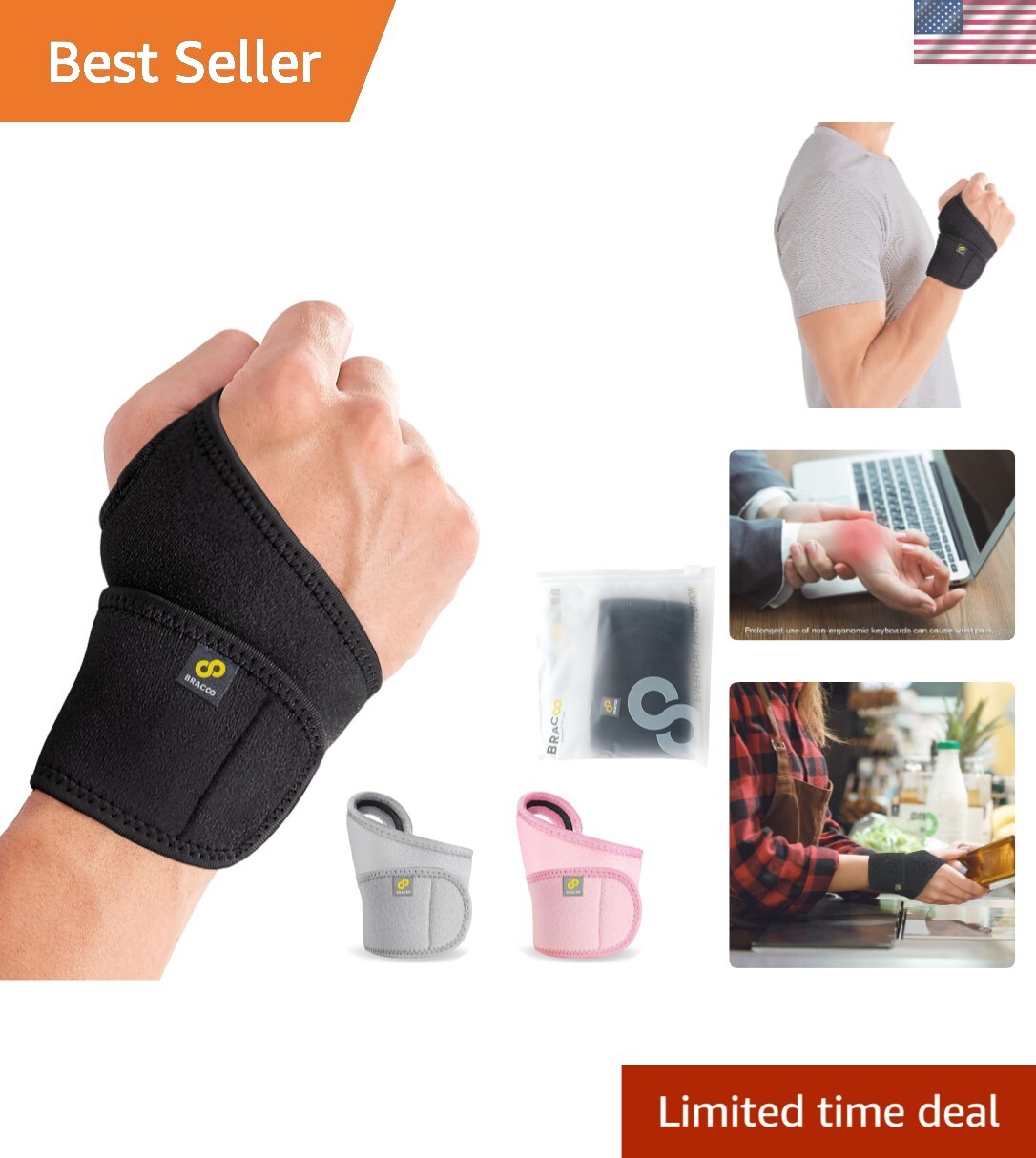 Soft Neoprene Wrist Brace for Carpal Tunnel & Joint Pain – Left/Right Hand Fit