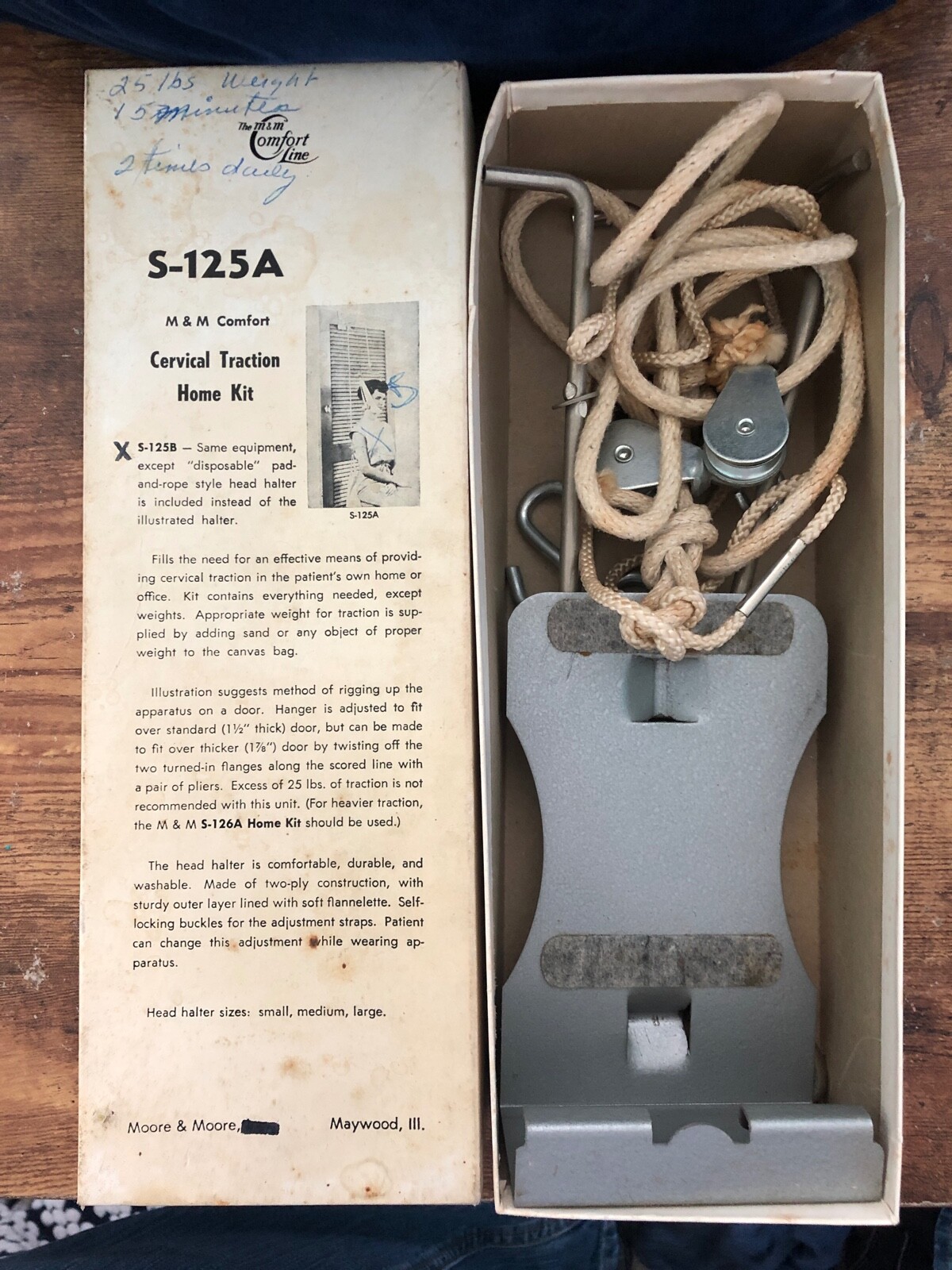 Vintage M&M COMFORT LINE Cervical Traction Home Kit w/ Box MOORE Maywood Ill