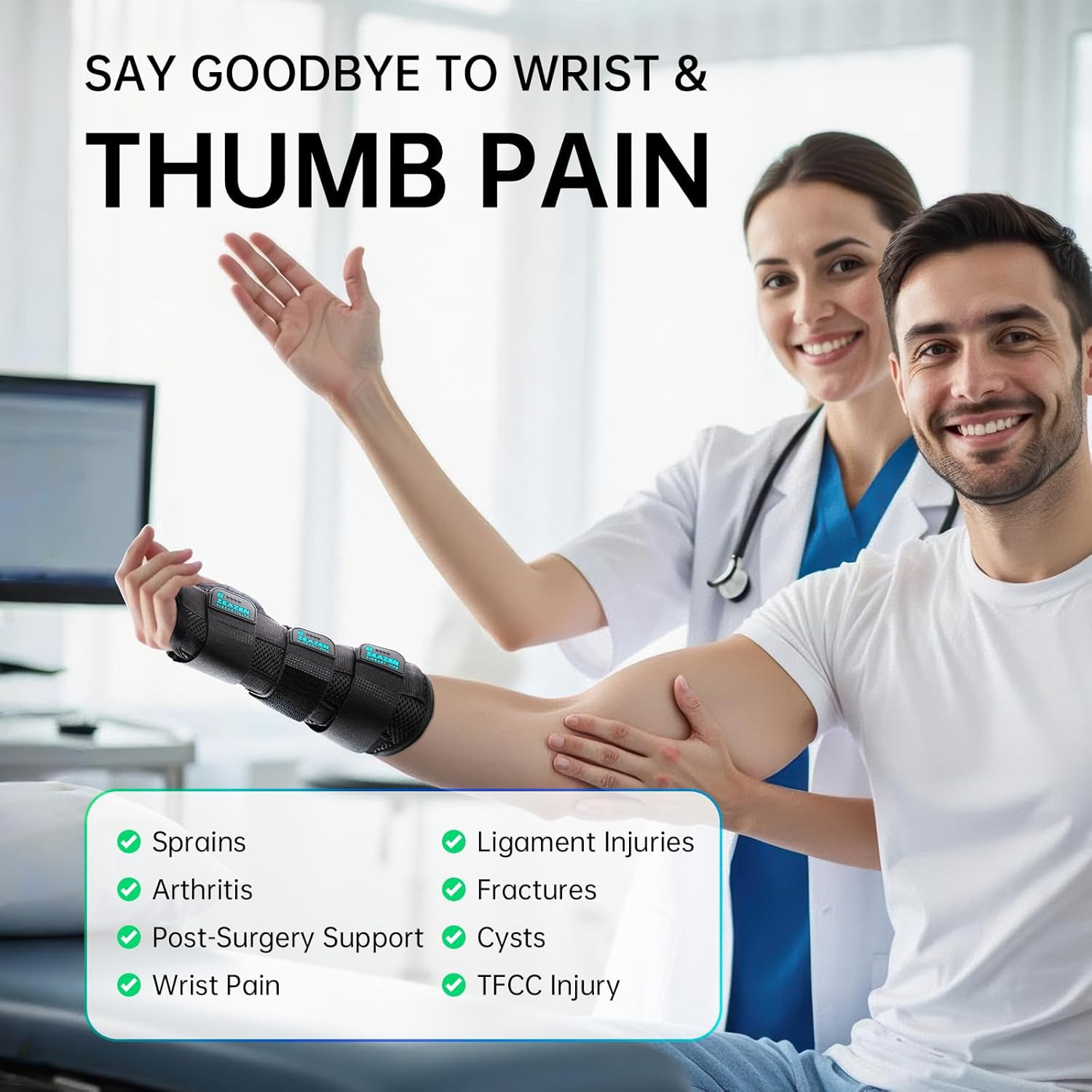 Carpal Tunnel Wrist Brace – Adjustable Night Support with Splint for Tendonitis,