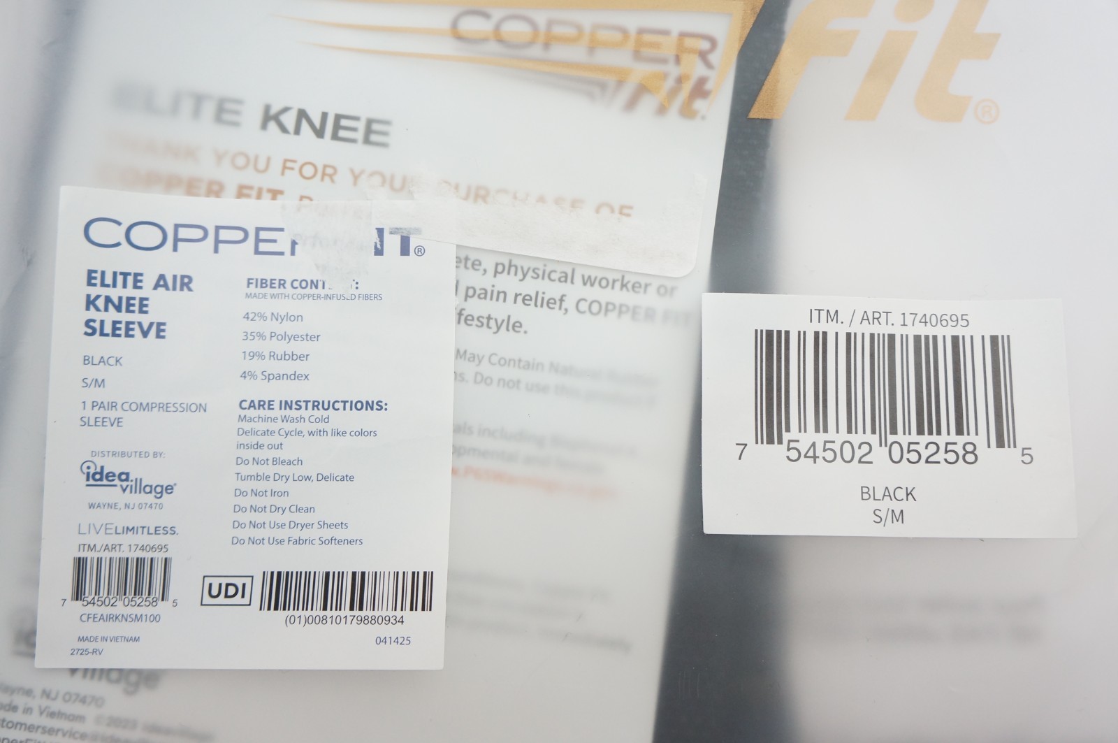NIB Copper Fit Elite Air Knee Sleeve 2-Pack S/M Stays Dry Cool Lightweight