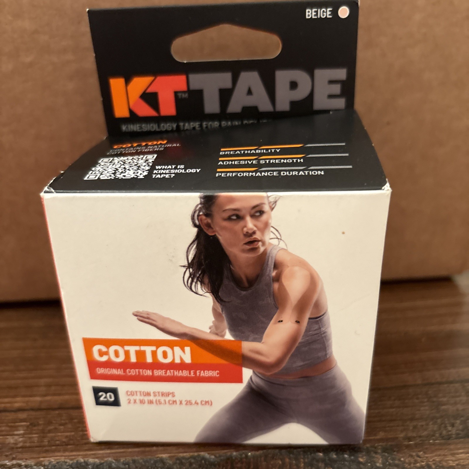 KT TAPE Original Cotton Sports Tape, 20 Pre-Cut Strips 2″x10″ Beige New