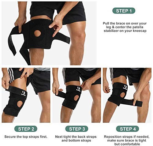FASHNEX Open Patella Knee Support Brace for Arthritis & Pain Relief – Black