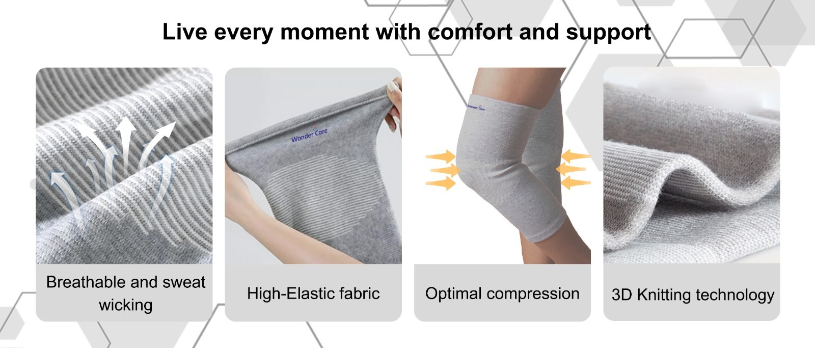 WC Bamboo Knee Sleeve Elastic Compression Breathable Knee Brace USA SELLER