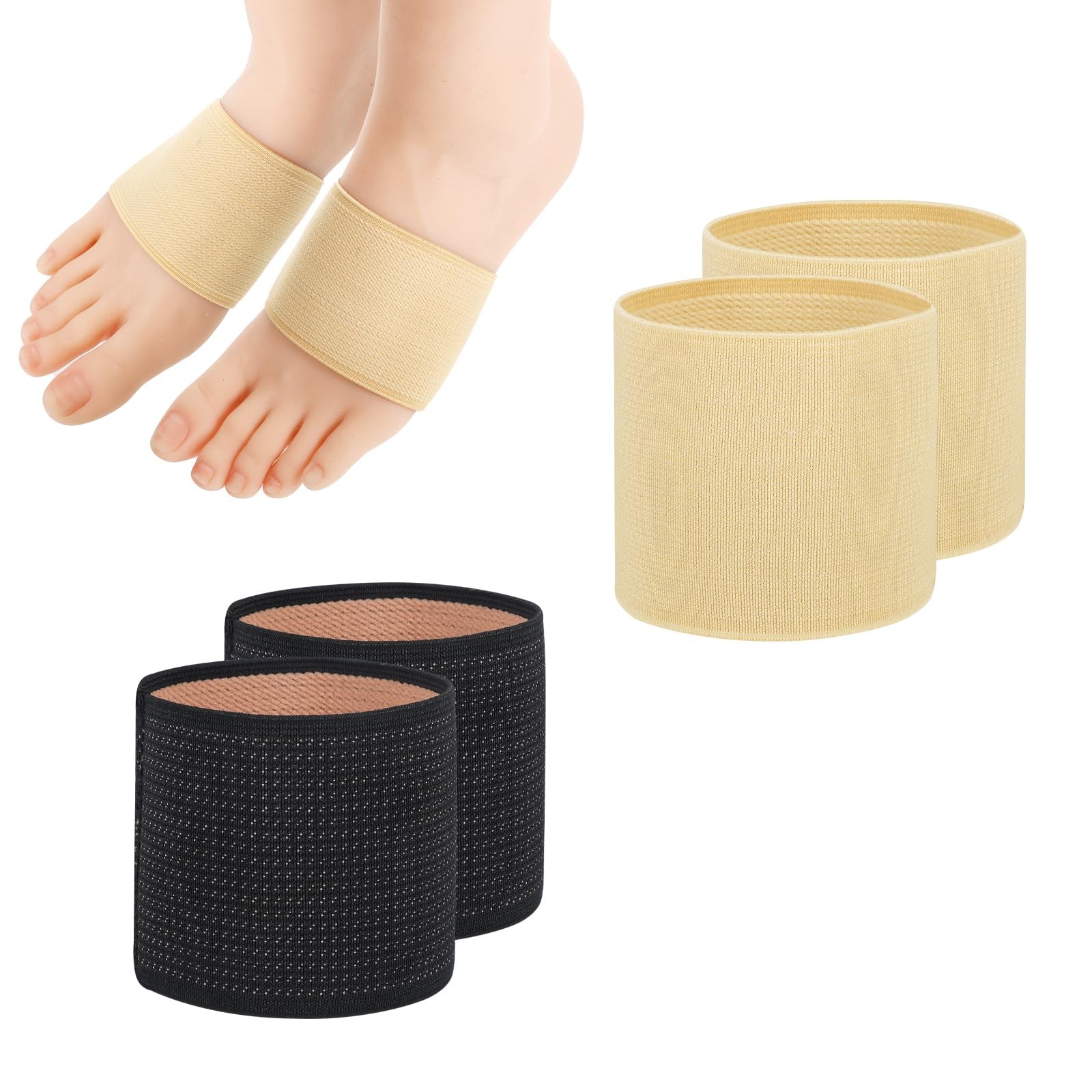 2 Pairs Arch Sleeves, Elastic Foot Compression Sleeve Flat Arches Bands Coppe…