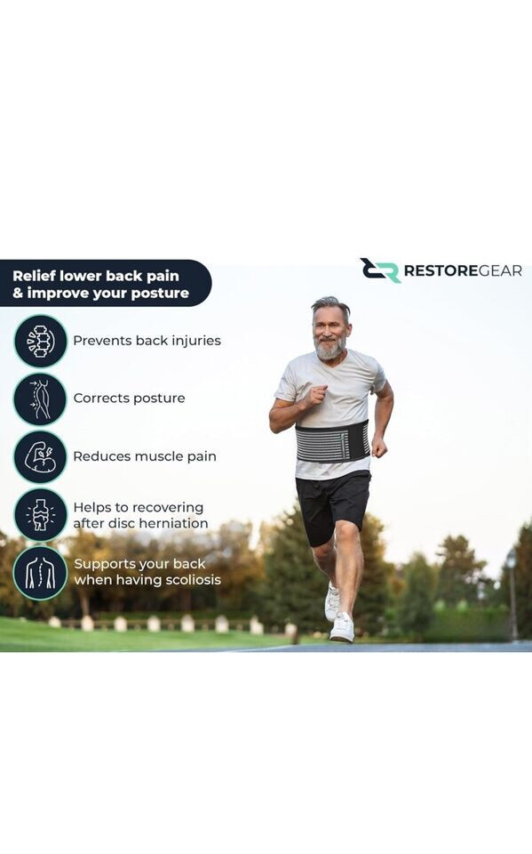 RESTORE Gear Back Brace For Men Lower Back Brace Lower Back Pain Women SEALED