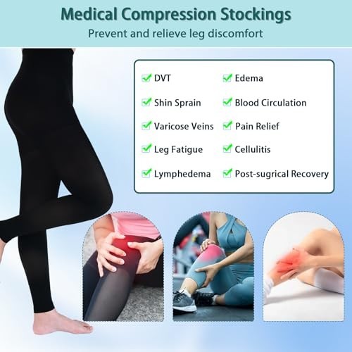 20-30mmHg Compression Pantyhose for Women – Medical Support Stockings, Footless