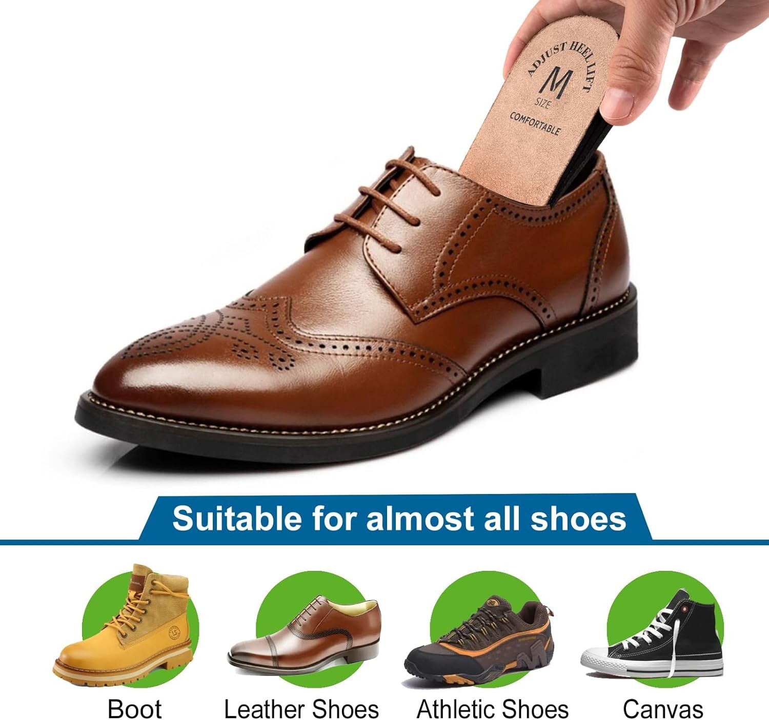 Heel Lifts for Men Women Pain Relief Shoe Inserts Height Increase Pack of 2