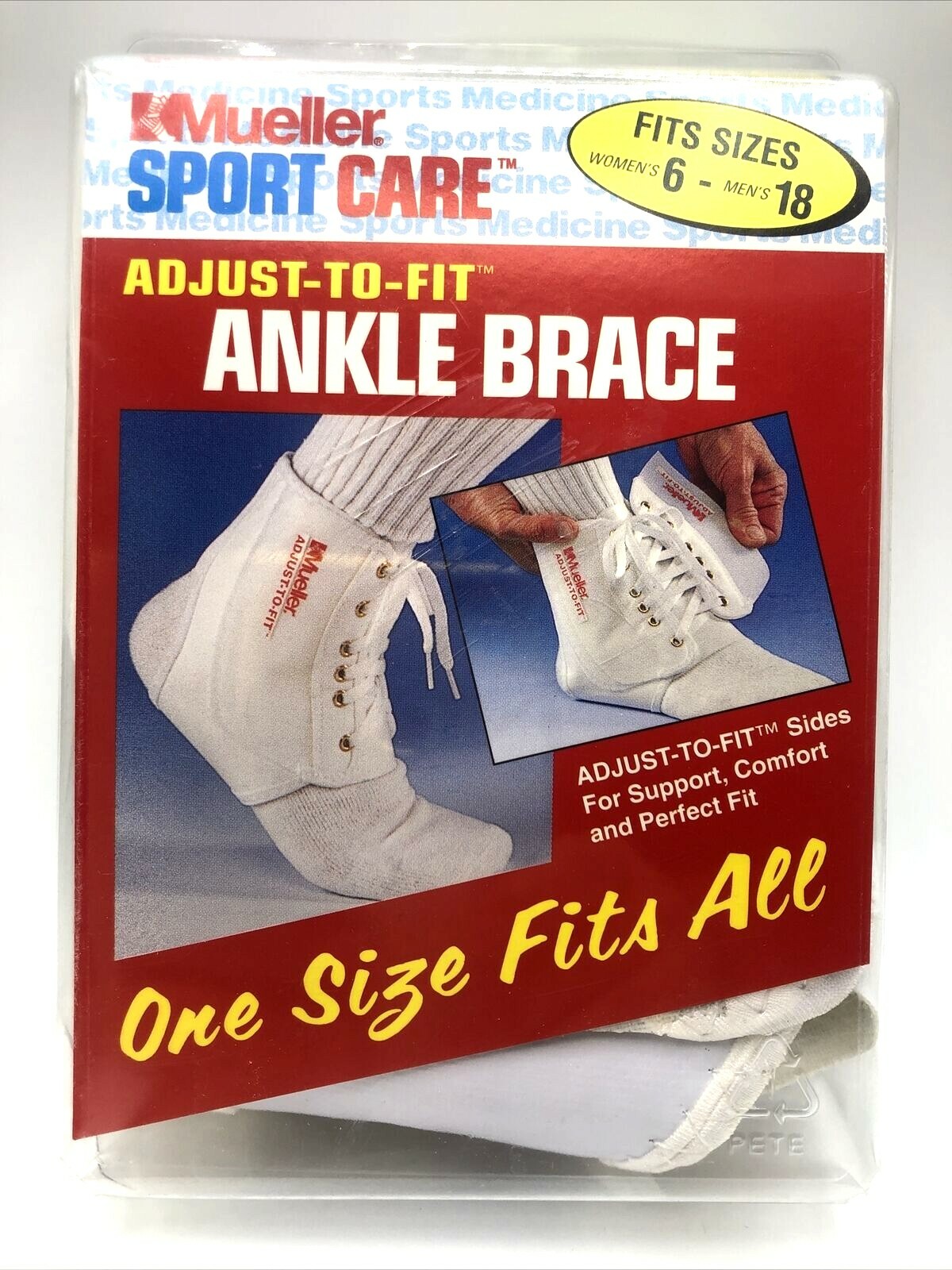 VINTAGE 1998 ANKLE BRACE MUELLER SPORTS MEDICINE ADJUST -TO – FIT PROD. 4572 WHT