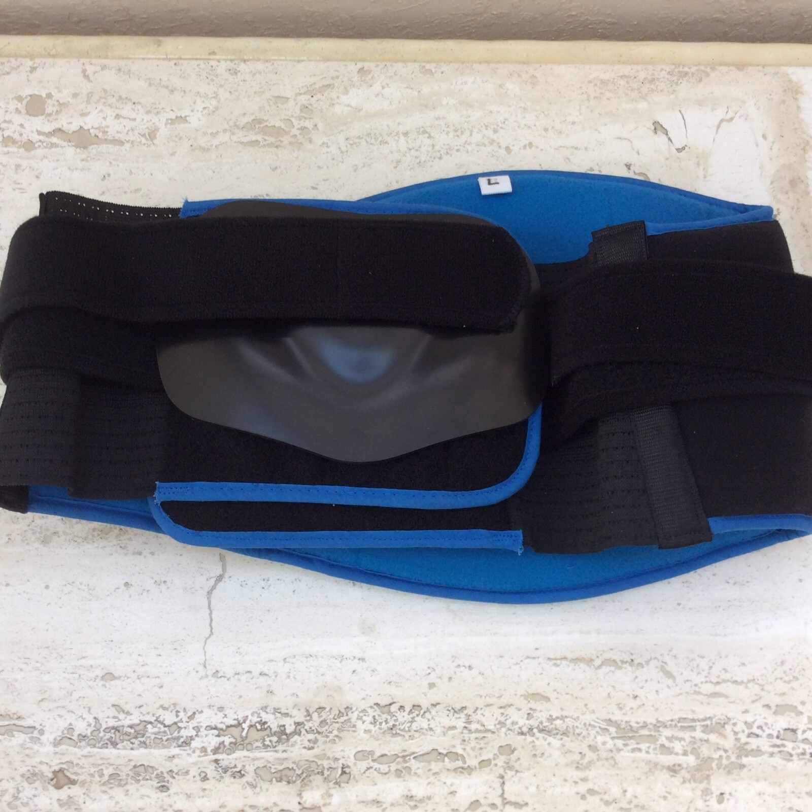 Adjustable Back Brace Lumber Support Blue Black Universal Size L Large