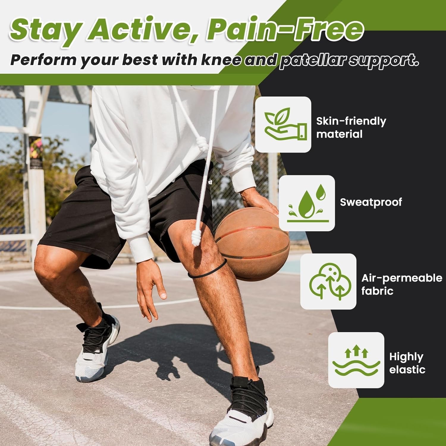 Patellar Tendon Support Strap, Patella Bands Knee Pain Relief for Hiking, GRAY