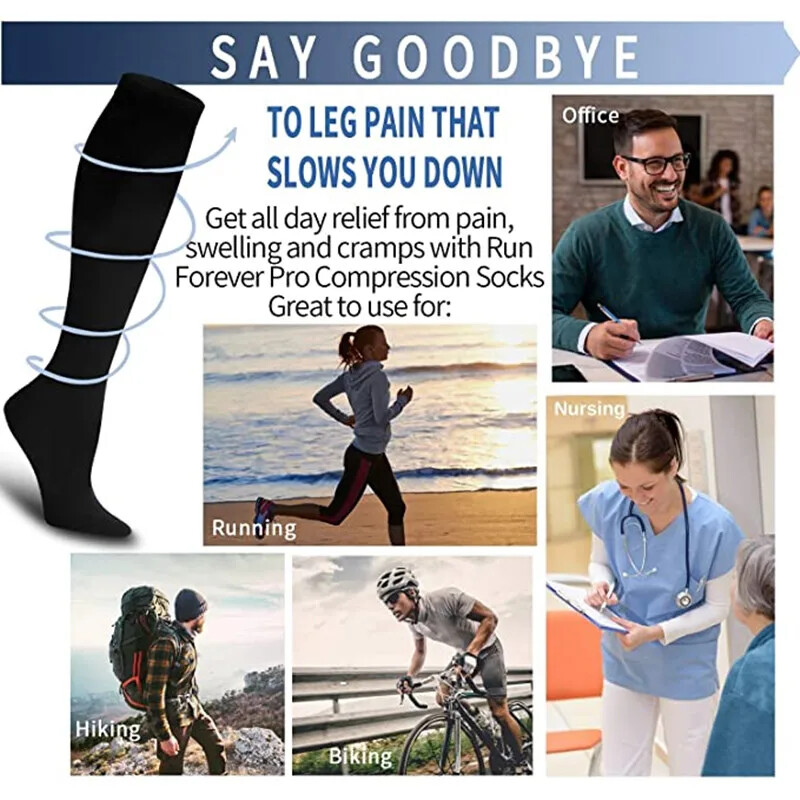 3 Pair Compression Socks unisex anti Fatigue Pain Relief 20-30 Mm hg