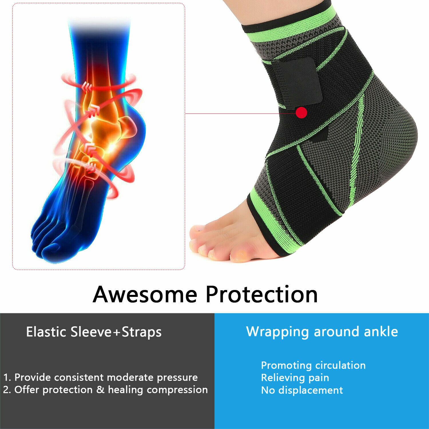 Tobillera Deportiva PROTECTOR DE TOBILLO Soporte Gym Foot Fasciitis Pain Relief