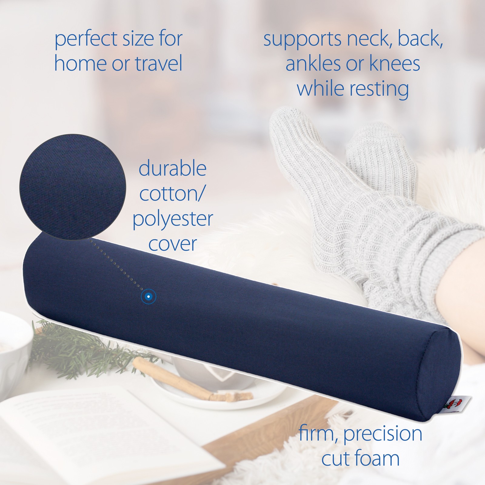 Core Products Cervical Support Foam Roll Blue Tuck Under Neck Back Knees Ankles