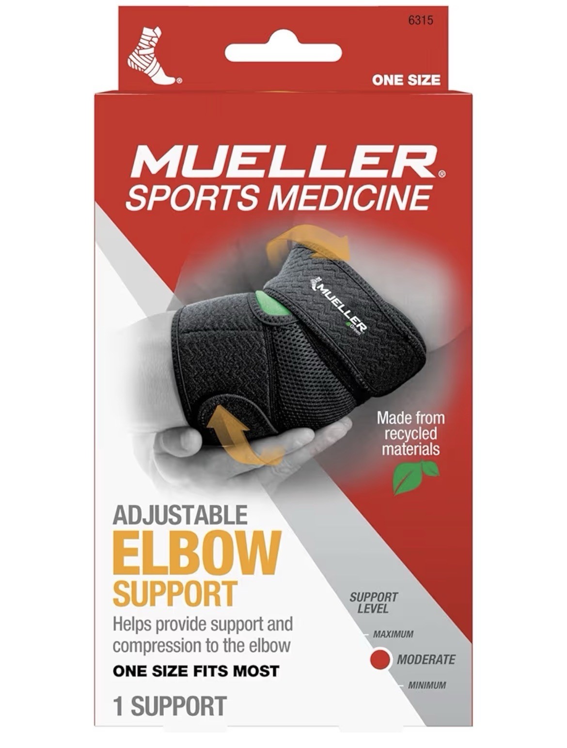 Mueller Sports Medicine Green Adjustable Elbow Support OSFM #6315 Moderate
