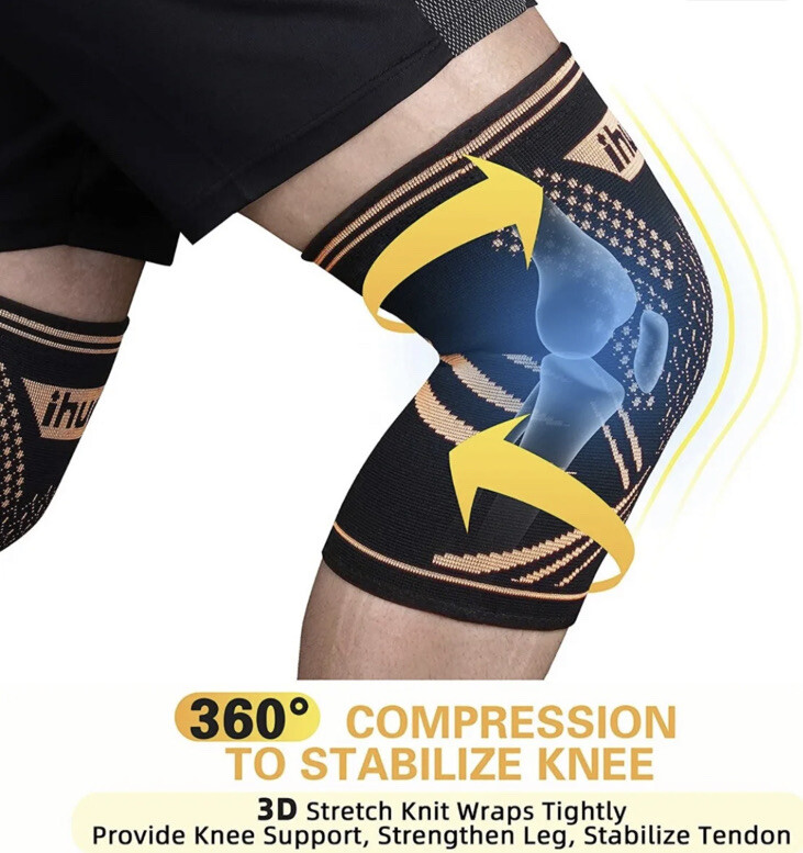 New ihuan Copper Knee Braces for Men Medium 2 Pack for Activities Great Support
