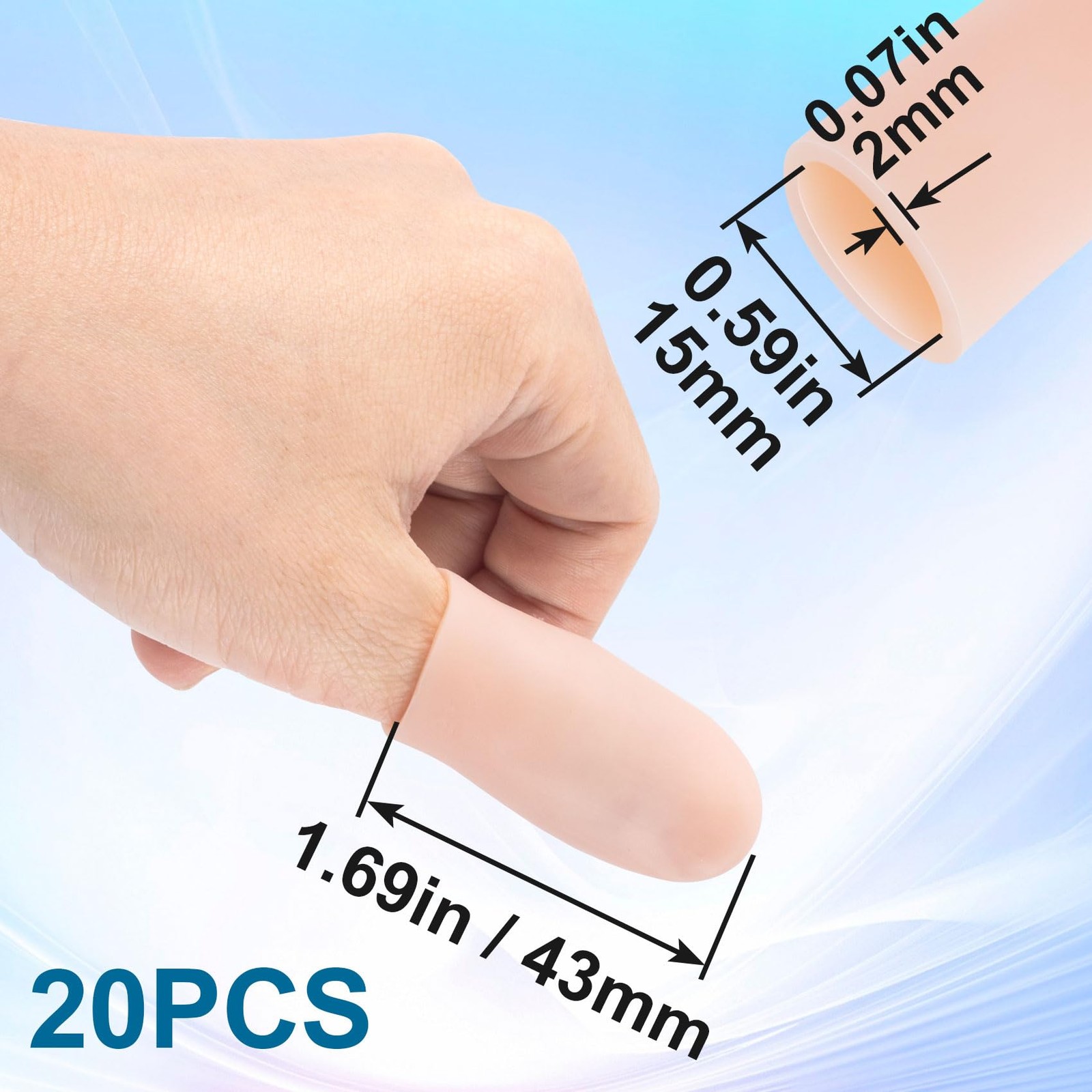 Isslly 20 PCS Gel Finger Sleeve Protectors, 1.69 in – 20 pcs, skin color