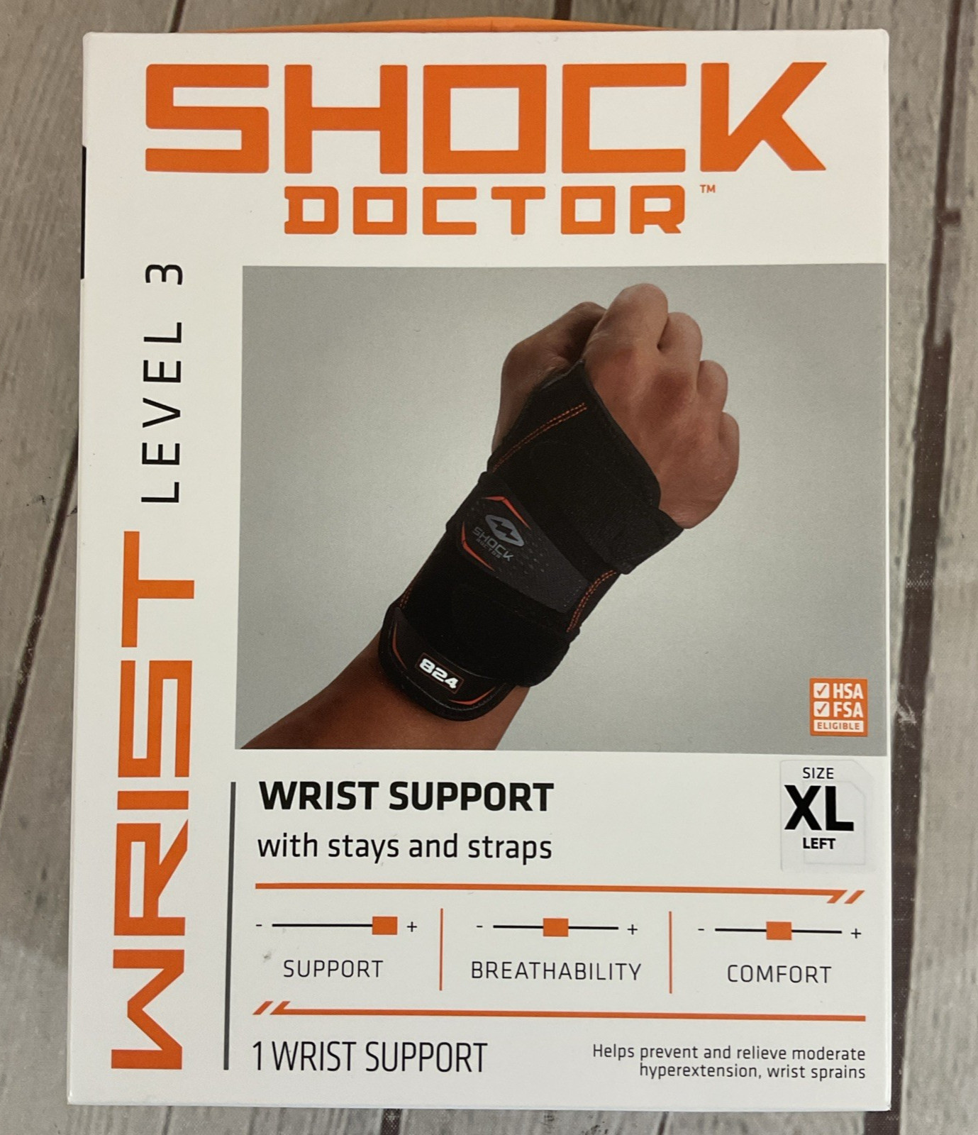 Shock Doctor Sports Therapy Left Wrist Support with Stays and Straps Black XL