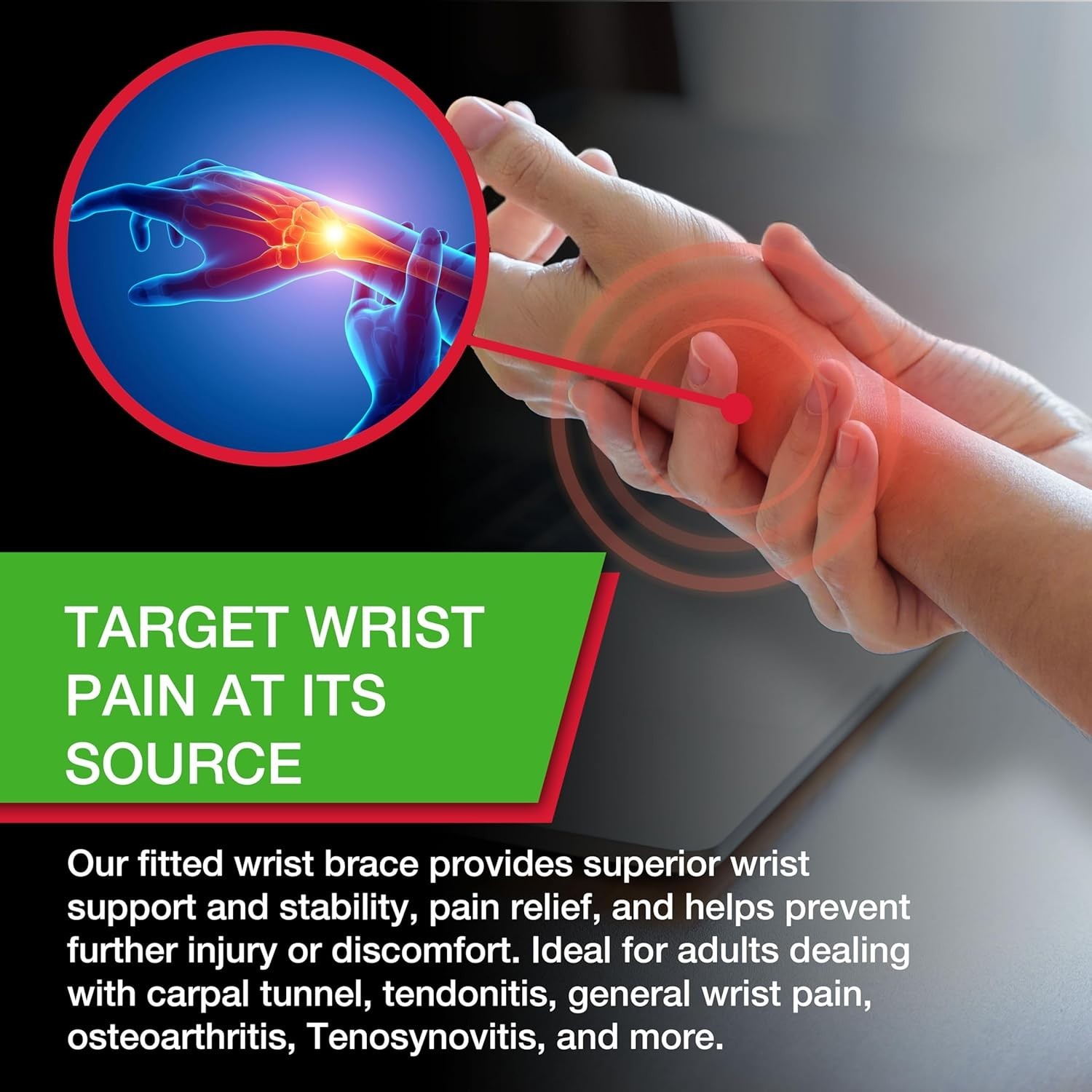 Sports Medicine Green Fitted Wrist Brace – Pain Relief Support for Carpal Tunnel