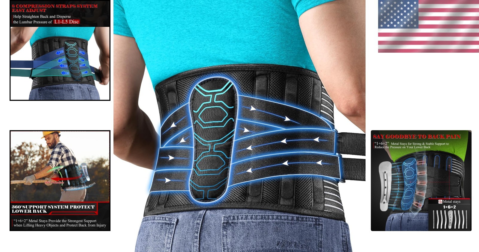 Ergonomic Back Support Belt 2XL/3XL – Relief for Herniated Disc & Sciatica