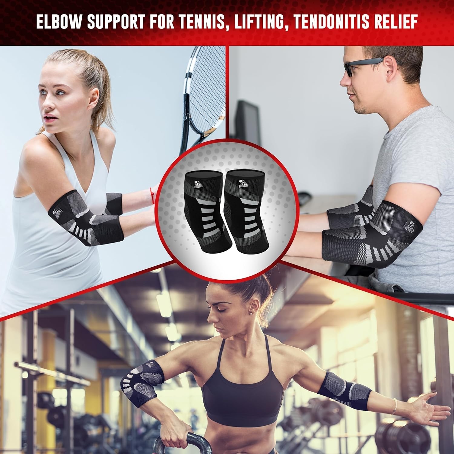 Adjustable Elbow Brace for Tennis and Golfers – Lightweight Compression Support