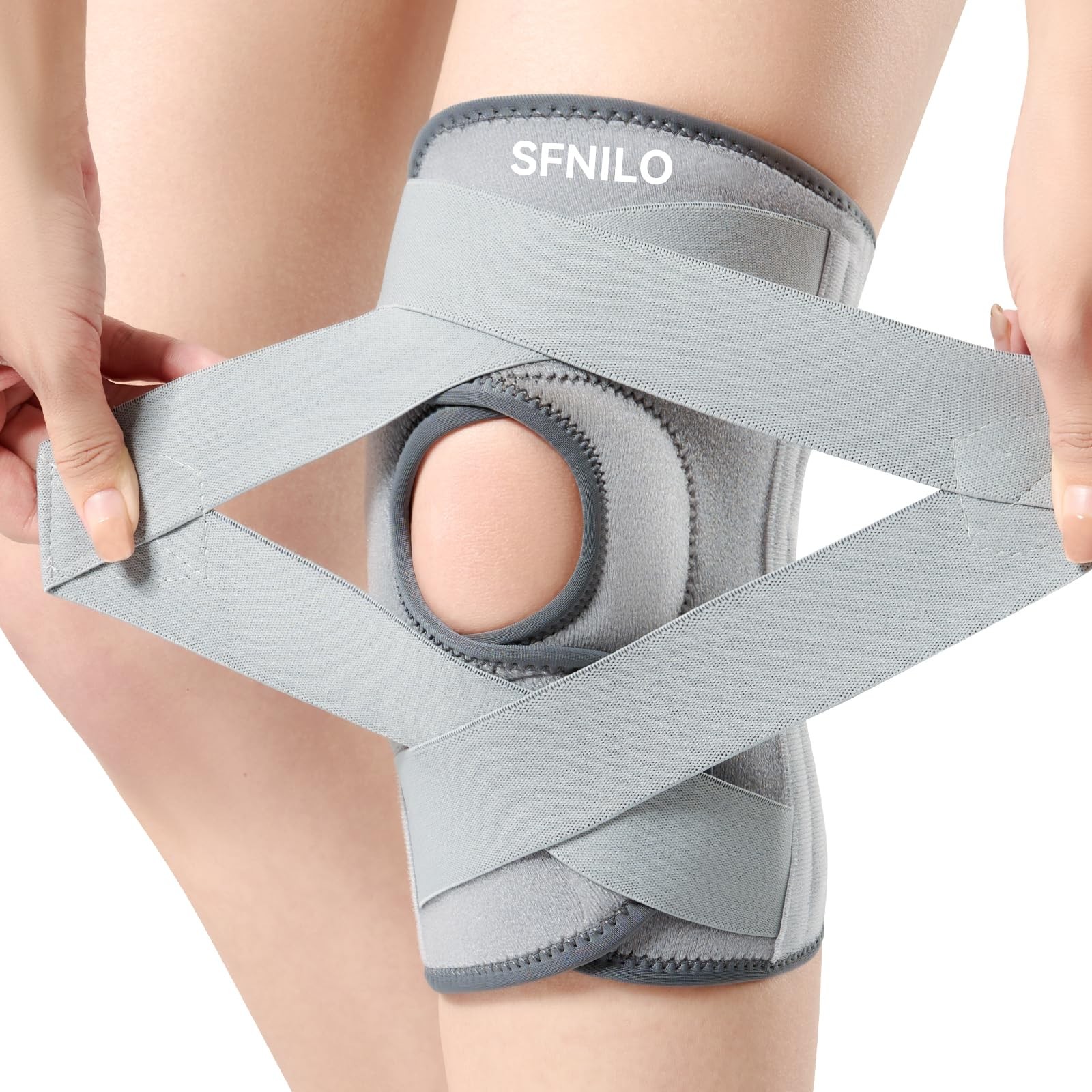 Knee Brace for Women & Men, Knee Brace for Meniscus Tear,Gray,XX-Large