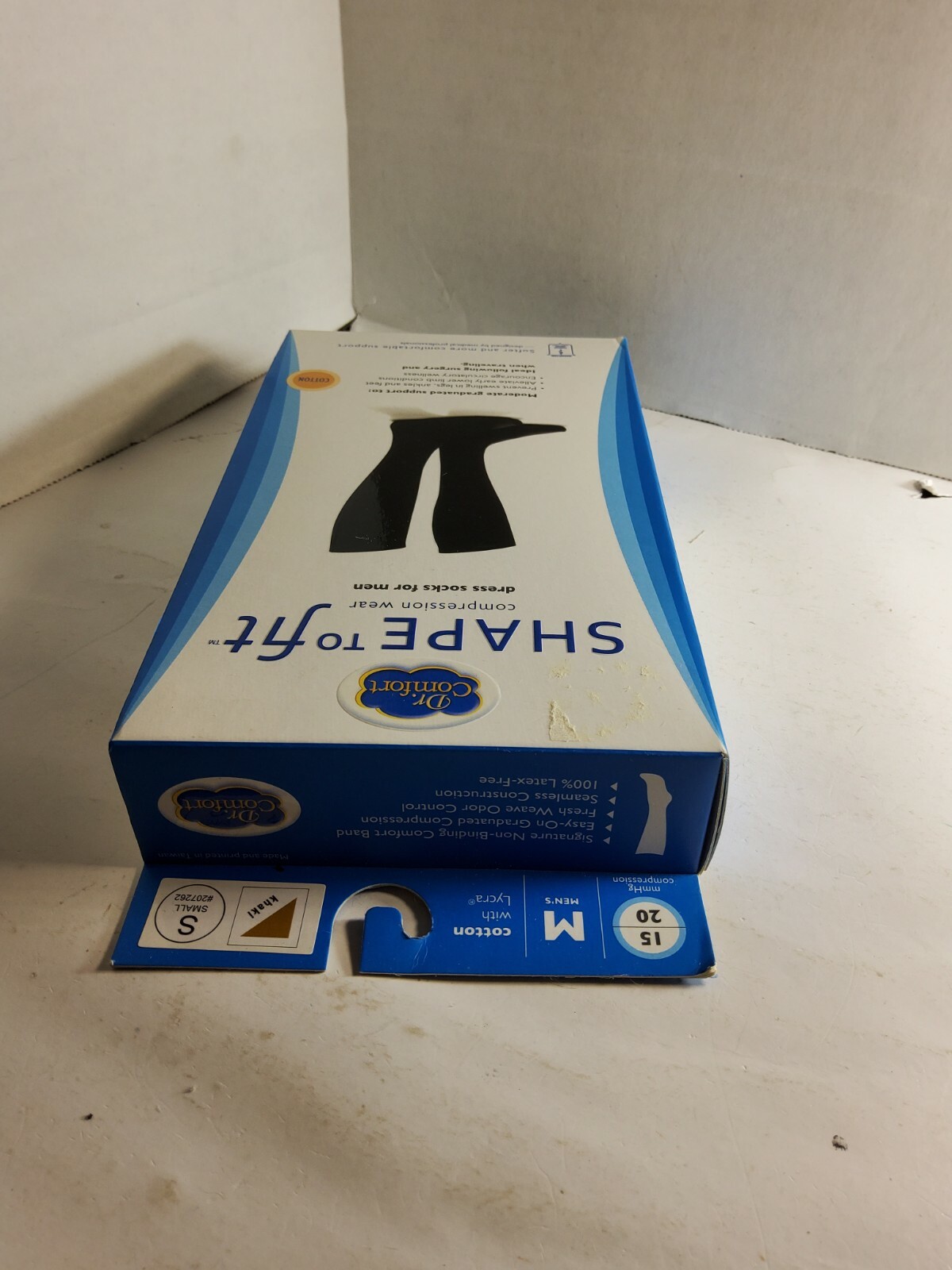 Dr. Comfort Mens 15-20 mmhg Shape to Fit Compression Dress Socks – Small – Khaki
