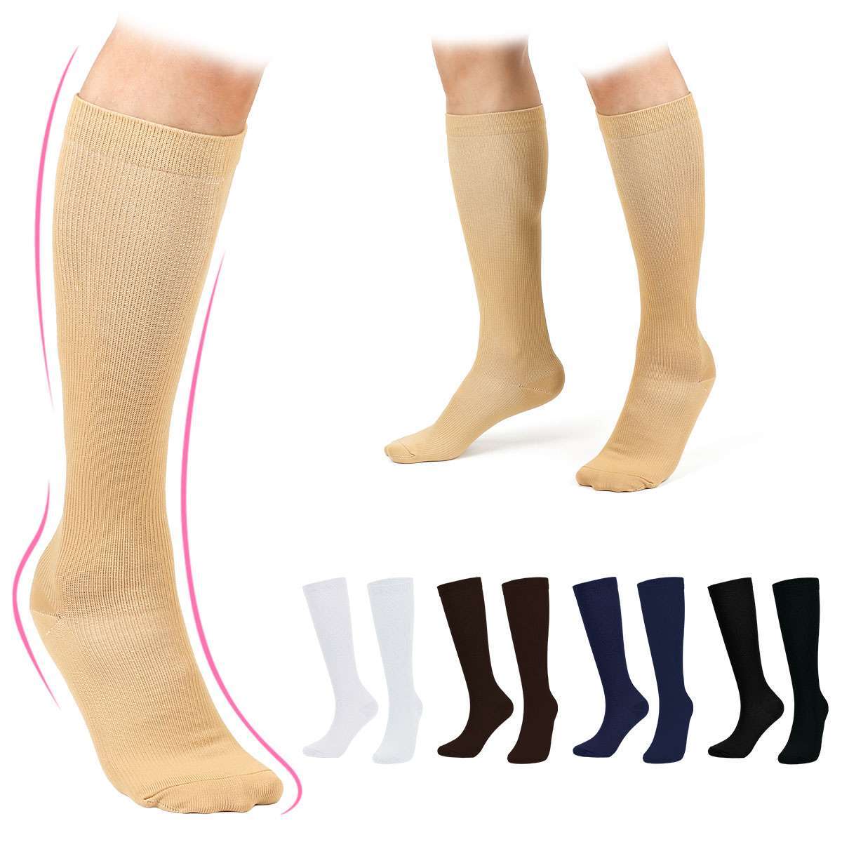 1/2 Pairs Medical Compression Socks Plus Women Men Wide Calf Stockings 20-30mmHg
