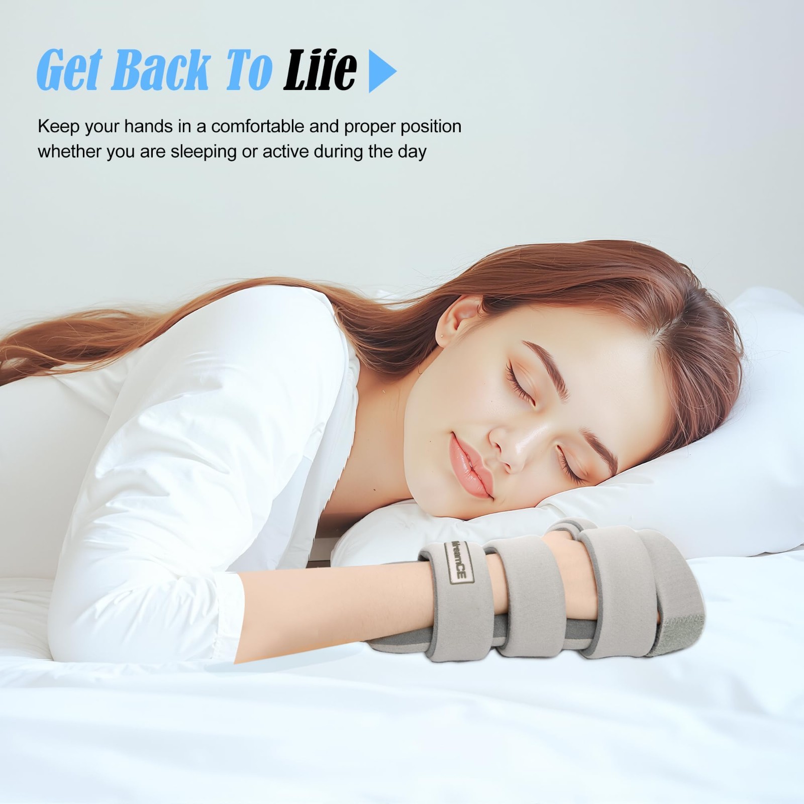 Adjustable Hand Splint for Finger Straightening, Carpal Tunnel Wrist Brace, Nigh