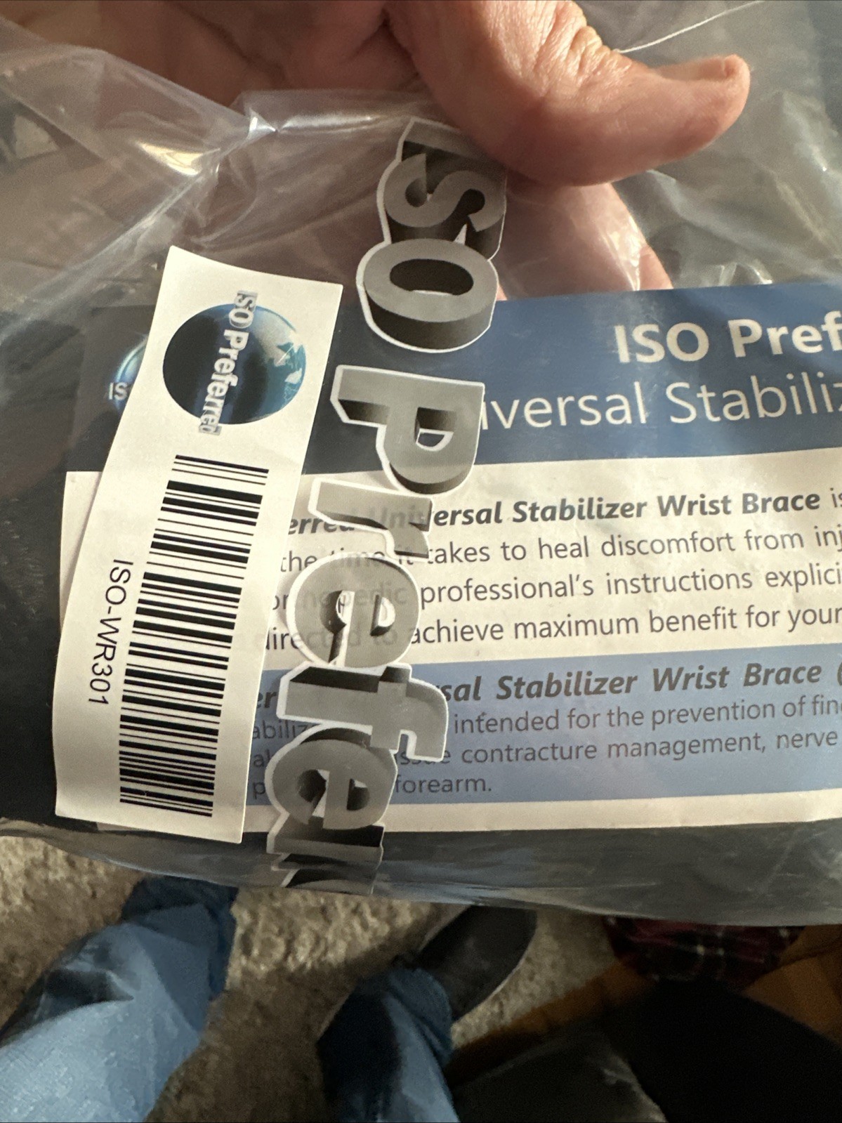 ISO Preferred Wrist Brace Stabilizer ISO-WR301 Black New Sealed