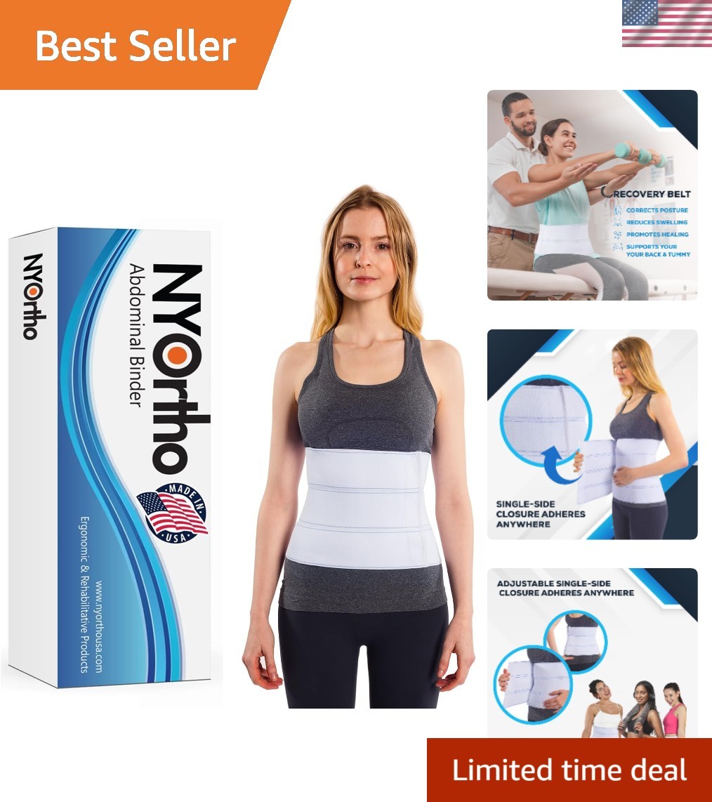 9″ Unisex Abdominal Binder – Adjustable Compression Support Belt for Recovery