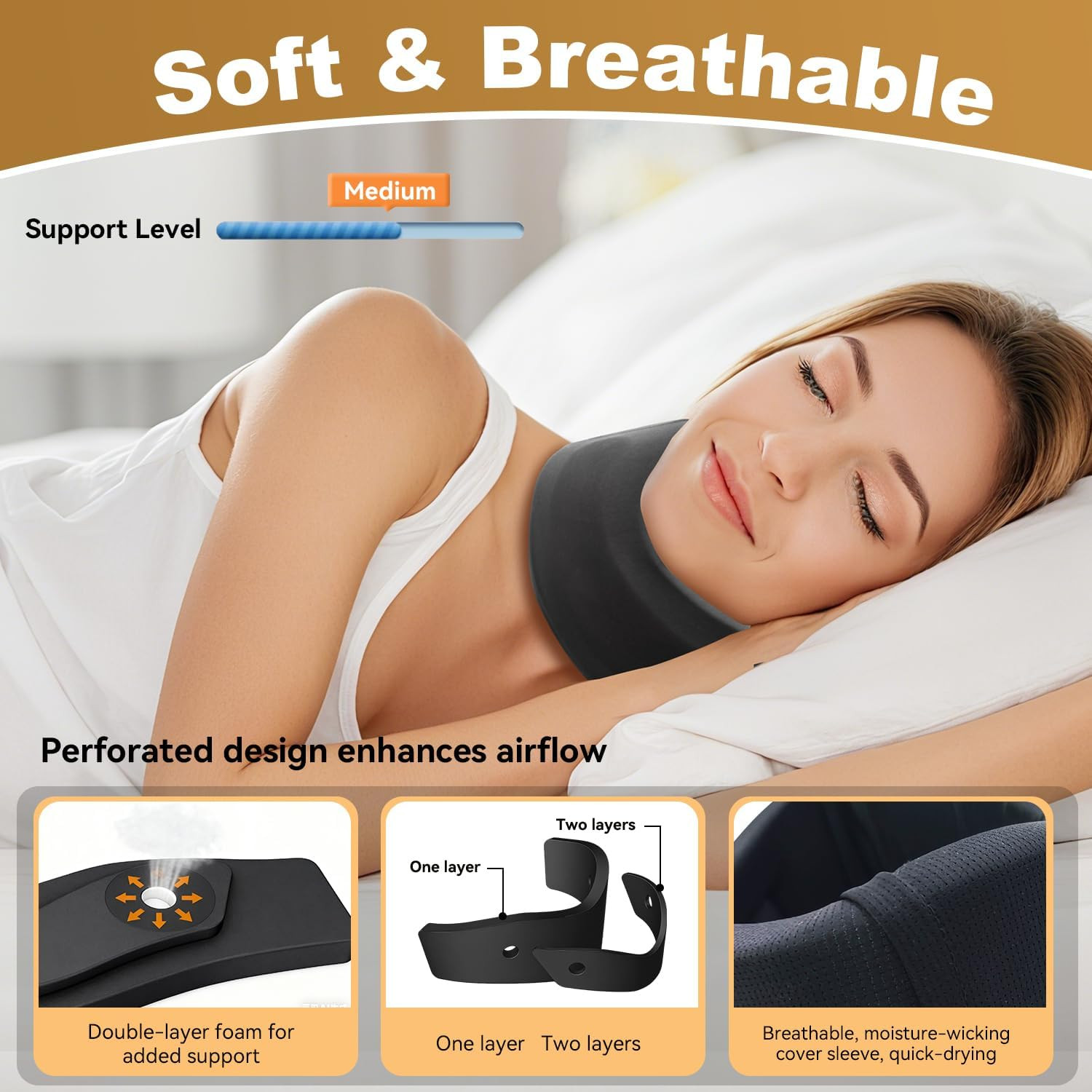 Neck Brace for Sleeping, Soft Foam Cervical Collar Neck Support Brace, Keep Vert
