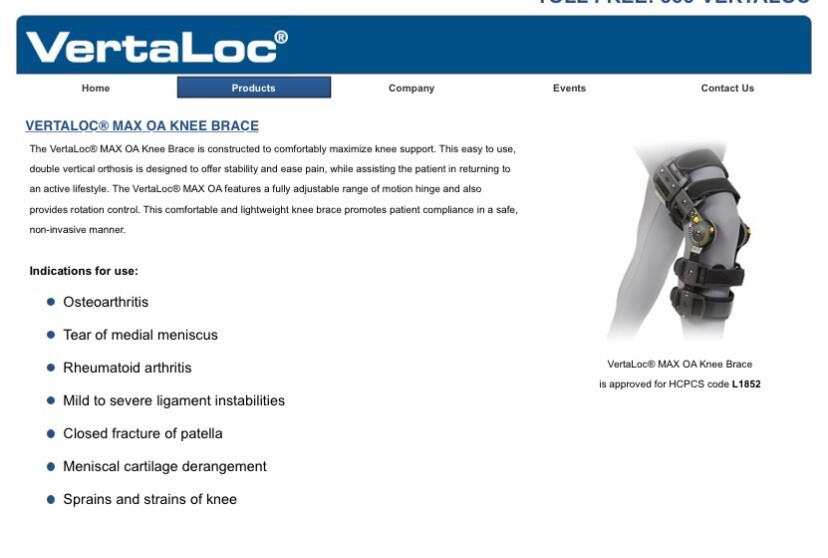 Knee Brace VertaLoc Max, OA Knee Brace