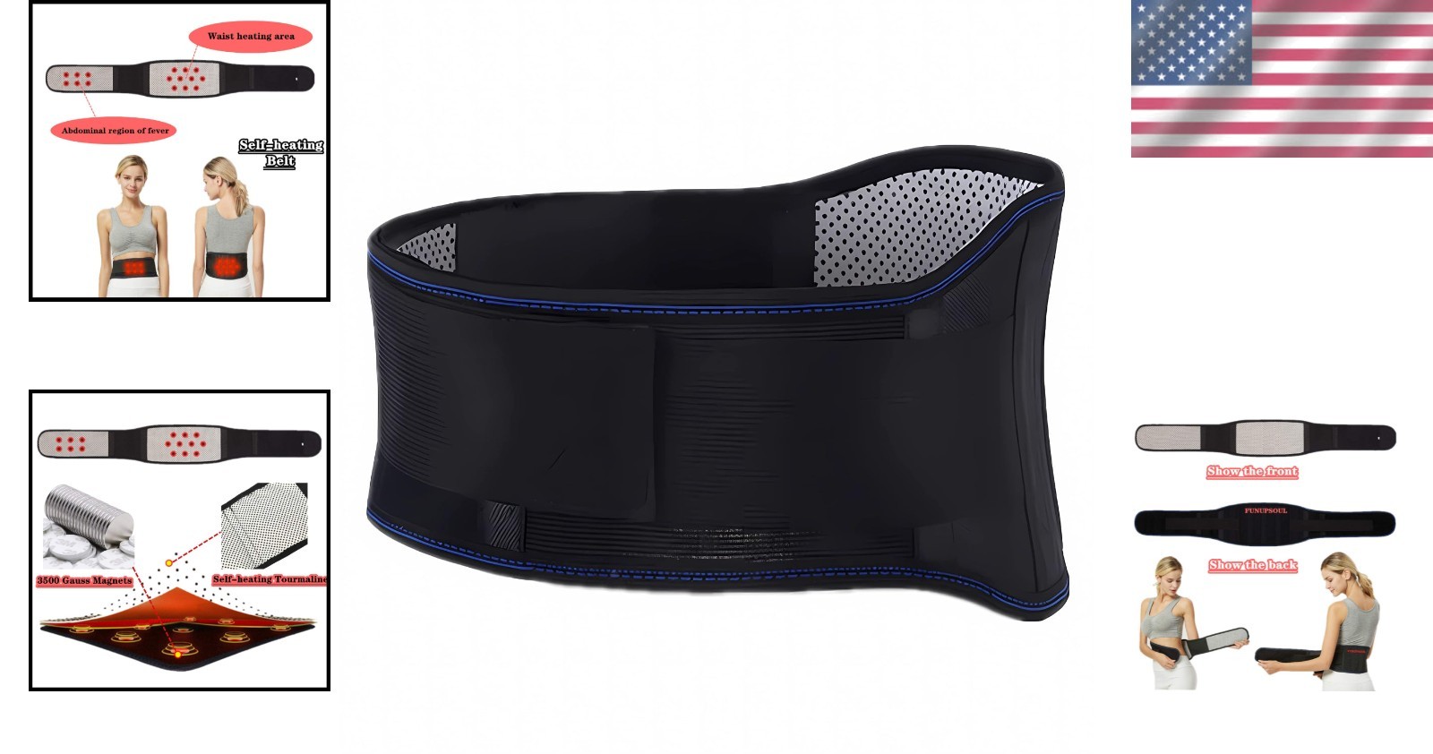 Self-Heating Magnetic Back Brace for Men & Women – Adjustable XL Lumbar Support