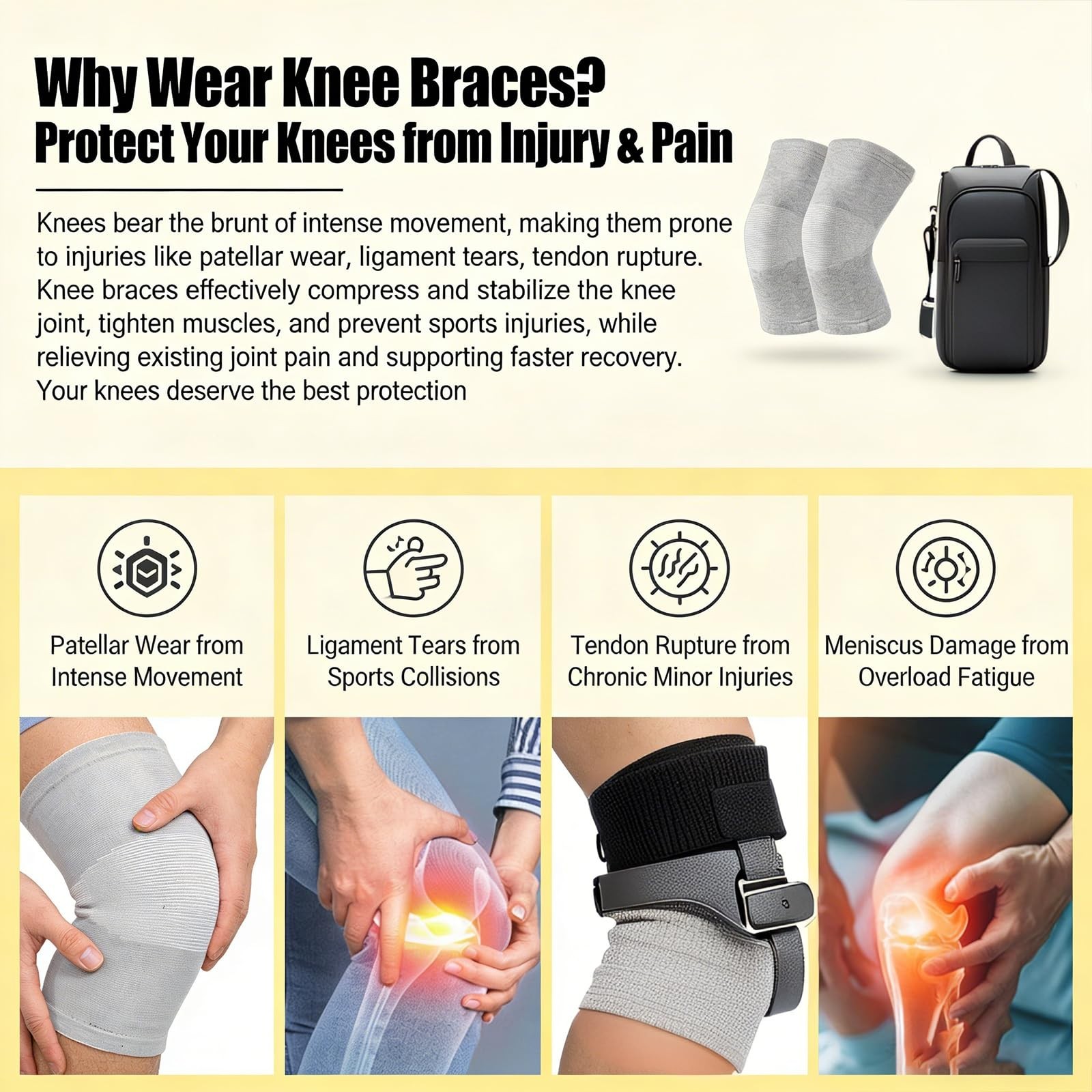 Bamboo Charcoal Knee Sleeve – Elastic Compression Support for Joint Pain Relief,