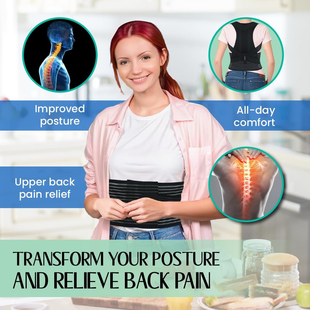ORTONYX Back Brace Posture Corrector Clavicle and L/XXL Waist:36″-49″, Black