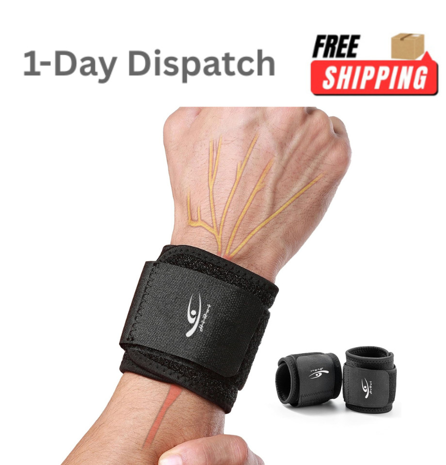 HiRui 2 Pack Wrist Compression Strap Brace for Weight Lifting Carpal Tunnel
