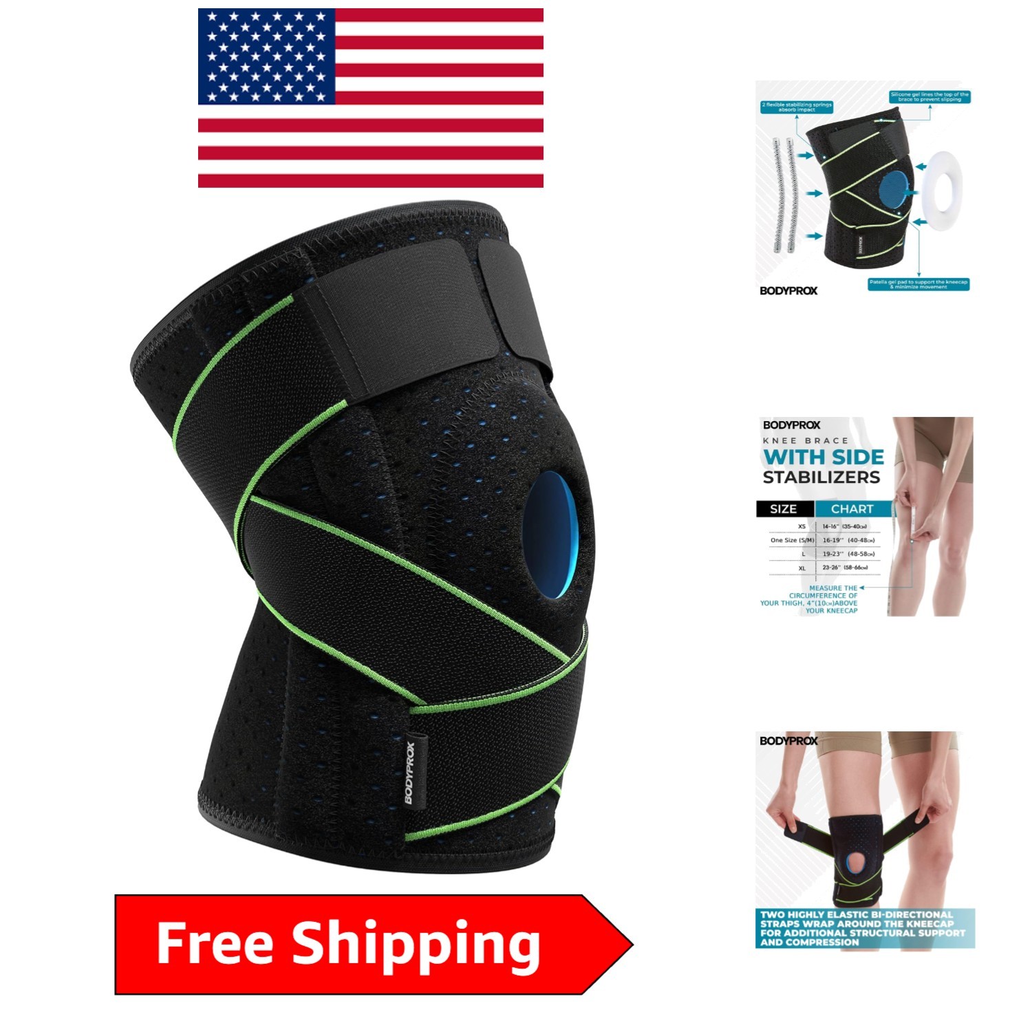 Breathable Knee Support Brace with Patella Gel Pads & Stabilizers – Small/Medium