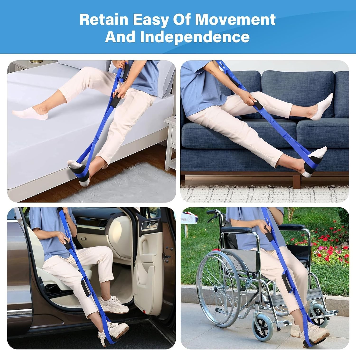 Independence-Boosting 43-Inch Leg Lifter Strap for Elderly & Mobility Aid Users