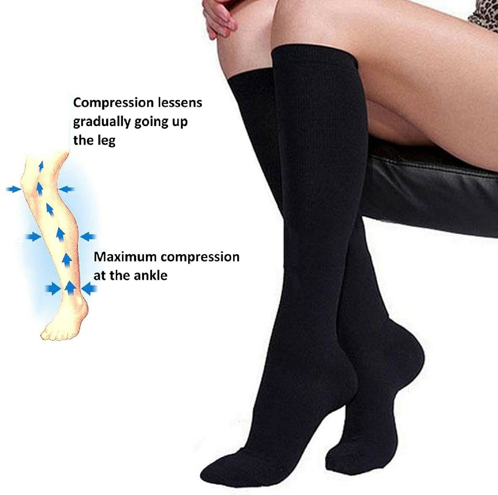 Compression Socks Knee High Medical 20-30 mmHG – S/M for Men and Women (2 Pair)