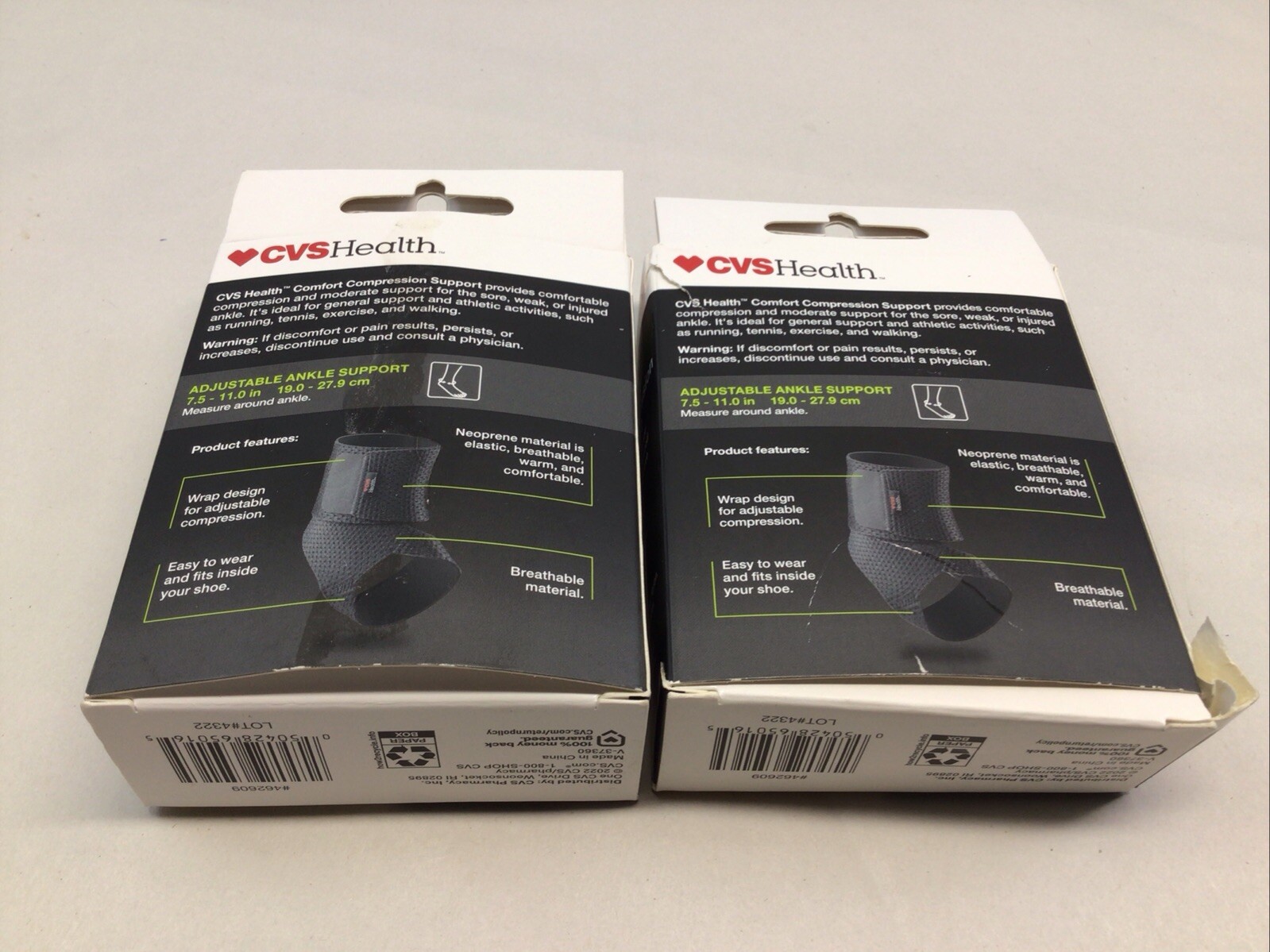CVS Health Ankle Moderate Support Comfort Compression Support One Size 2 Pack