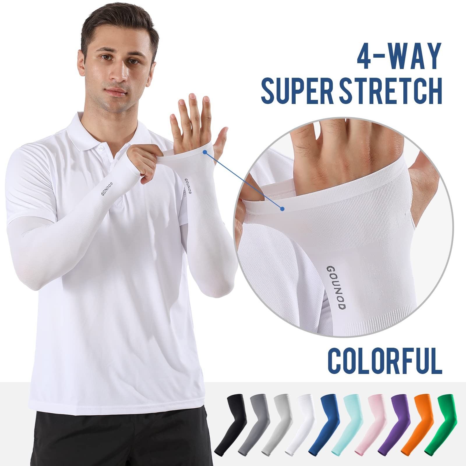 GOUNOD Compression Arm Sleeves 2 Pairs Black White