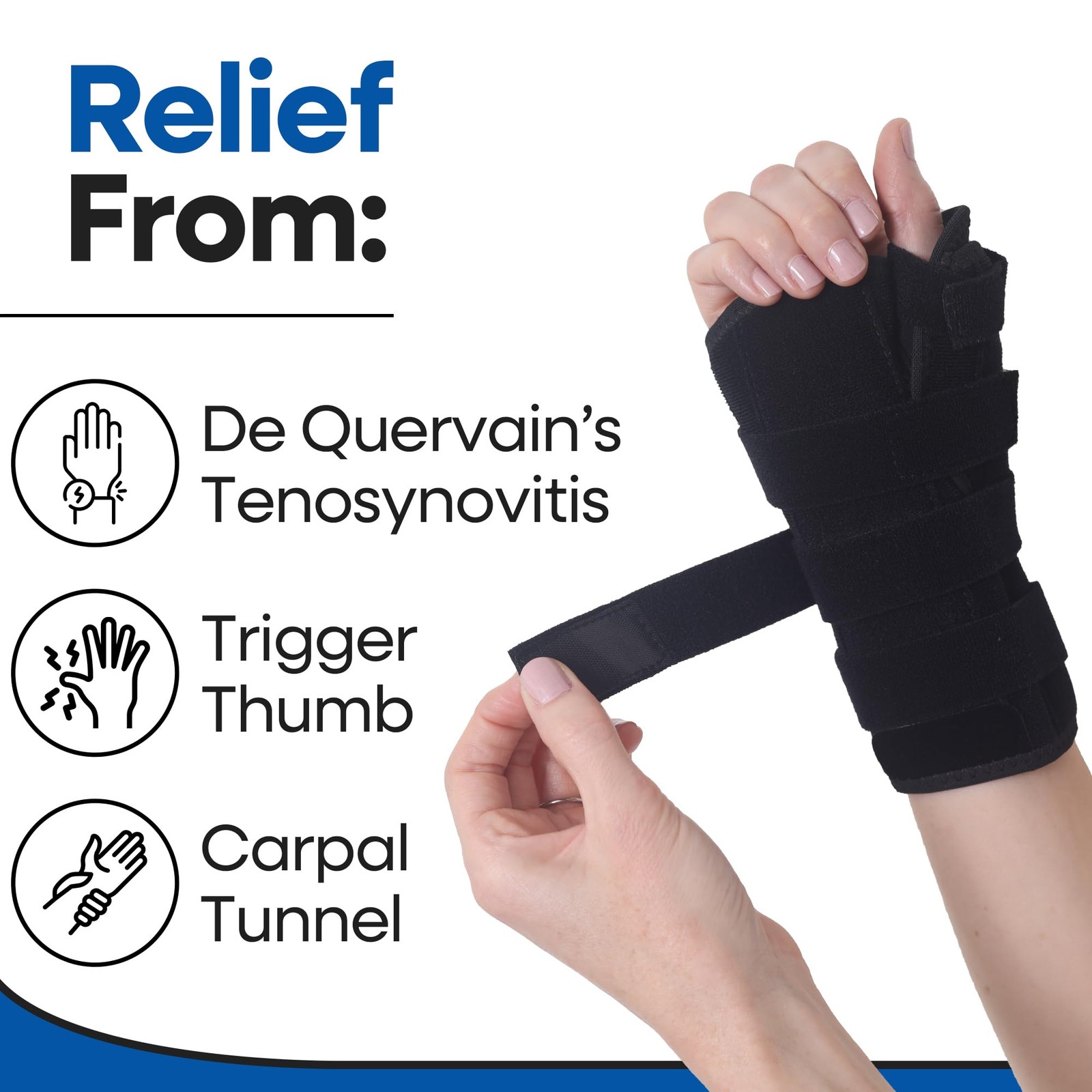 Thumb Spica Splint & Wrist Brace | Both a Small/Medium (Pack of 1), black