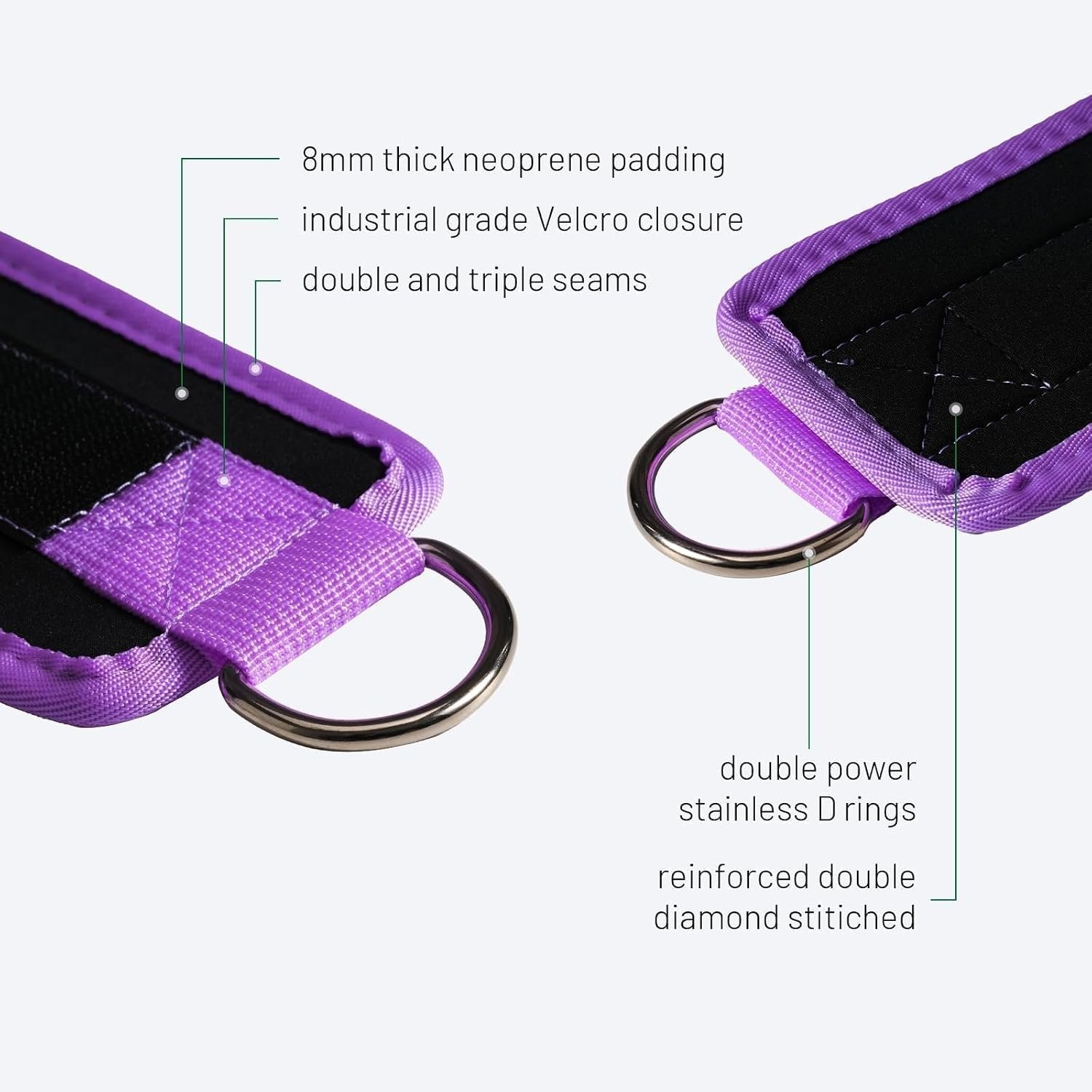 Durable Ankle Strap for Cable Machine with Double D-Rings for Gym Workouts