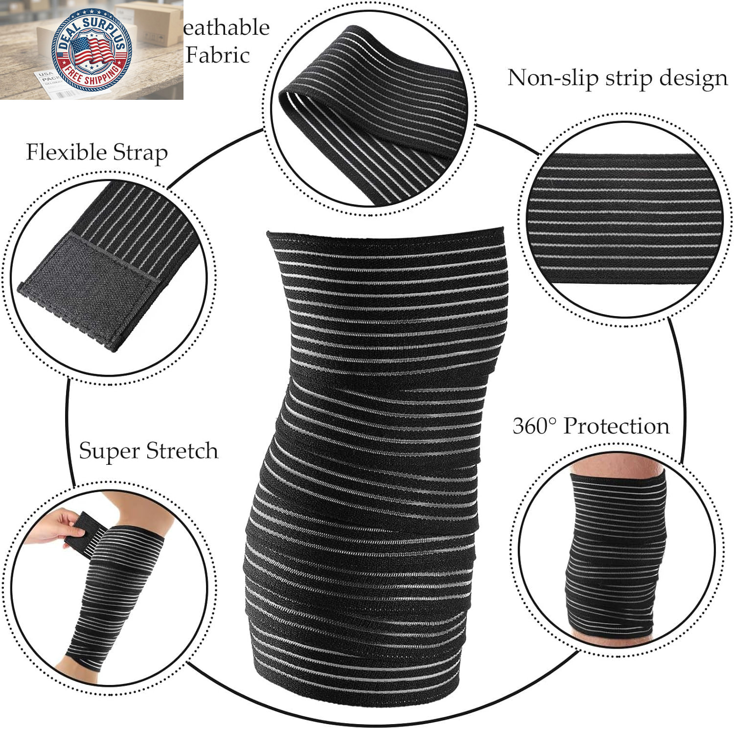 Compression Bandage Wraps for Leg, Elastic Calf Compression Sleeve Ankle Support