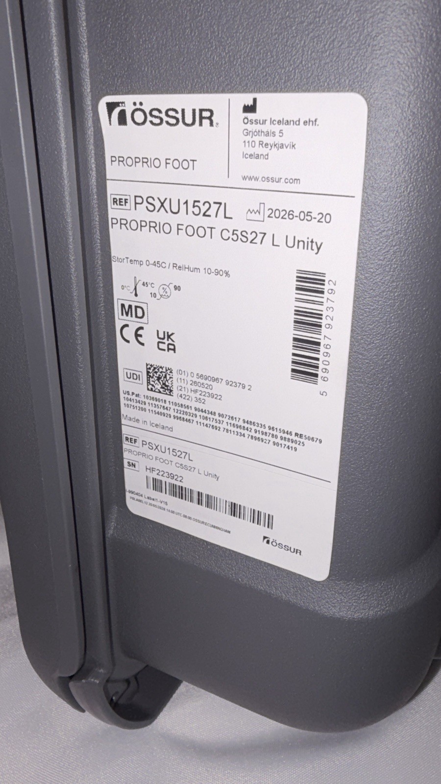 NEW 2026 Ossür Proprio prosthetic Left Foot w/Unity, PSXU1527L, Microprocessor