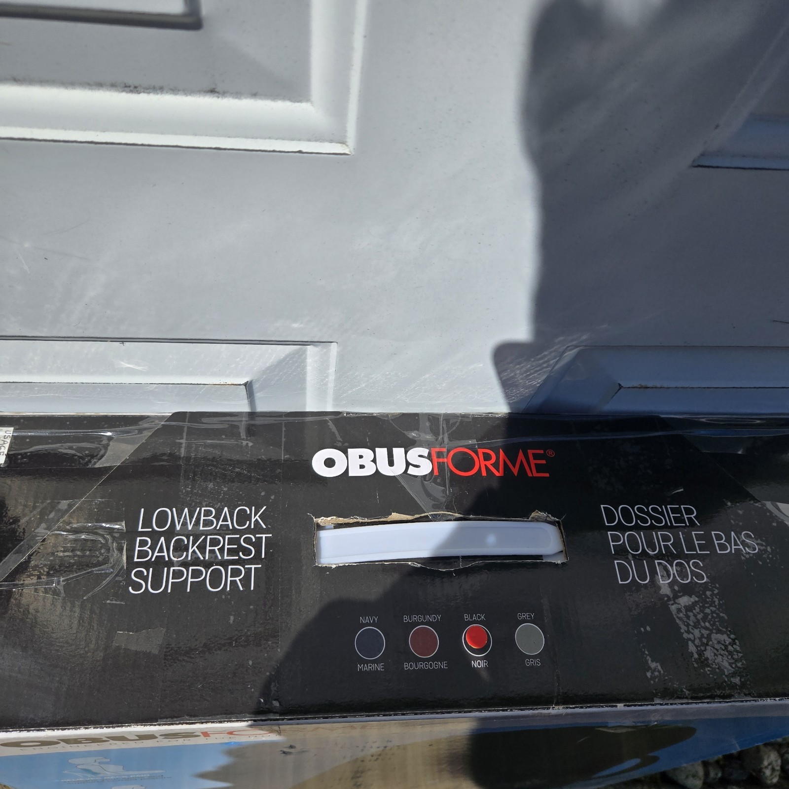 ObusForme Black Lowback Backrest Support Ergonomic Lumbar Support Cushion In Box