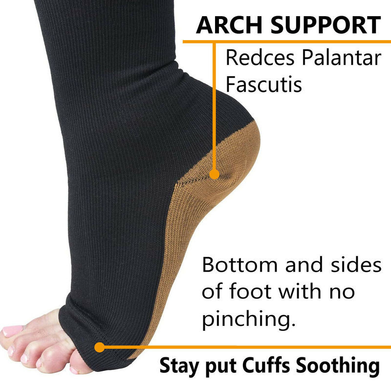 Doc Miller Open Toe Compression Socks 20-30 mmHg Recovery Varicose Veins SKIN