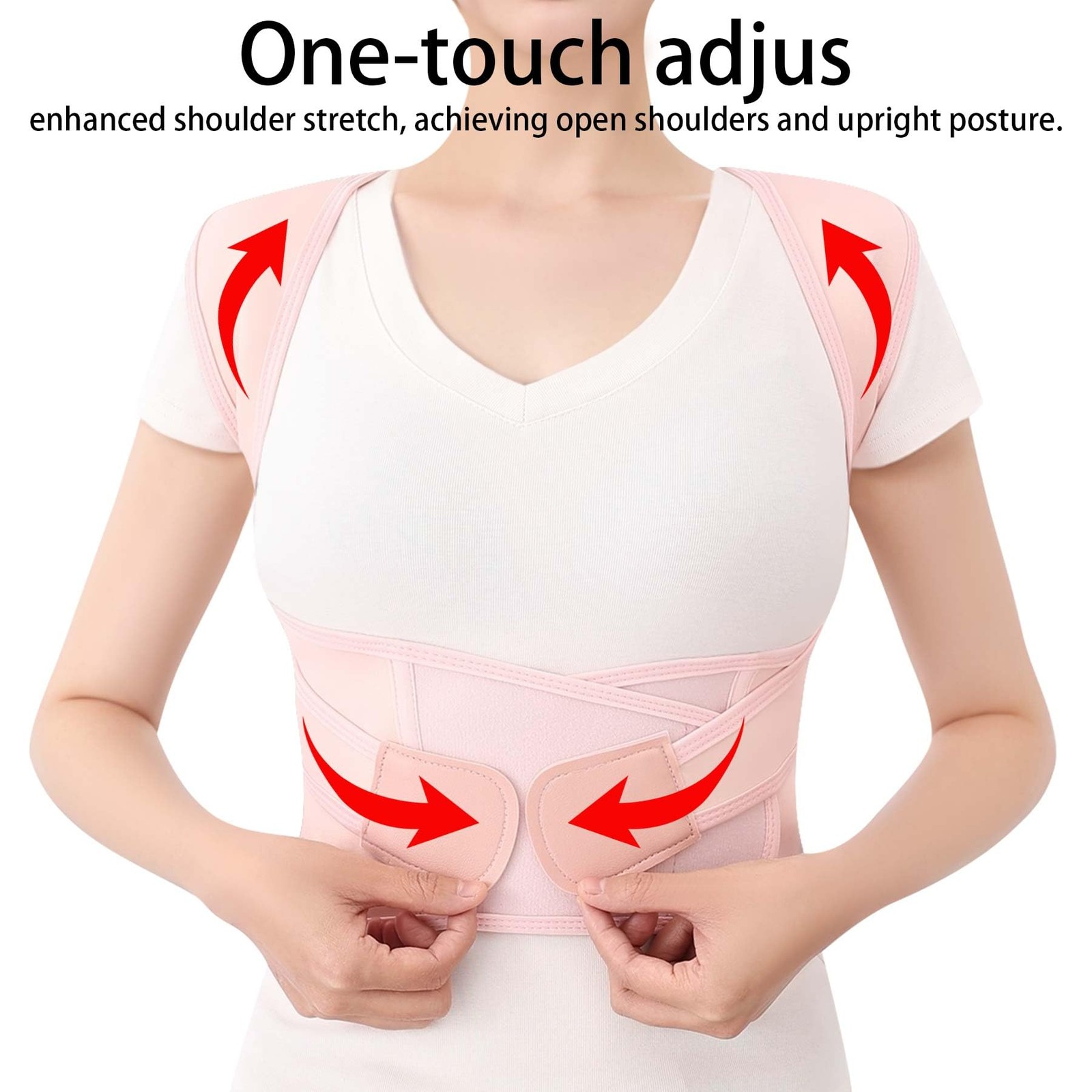 QFE Posture Corrector for Women and Men Back Medium (Waist 27.5″-31.5″), Pink