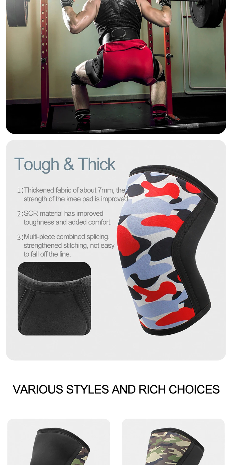 1 Pair Squat 7mm Knee Sleeves Pad Support Compression Neoprene Knee Protector