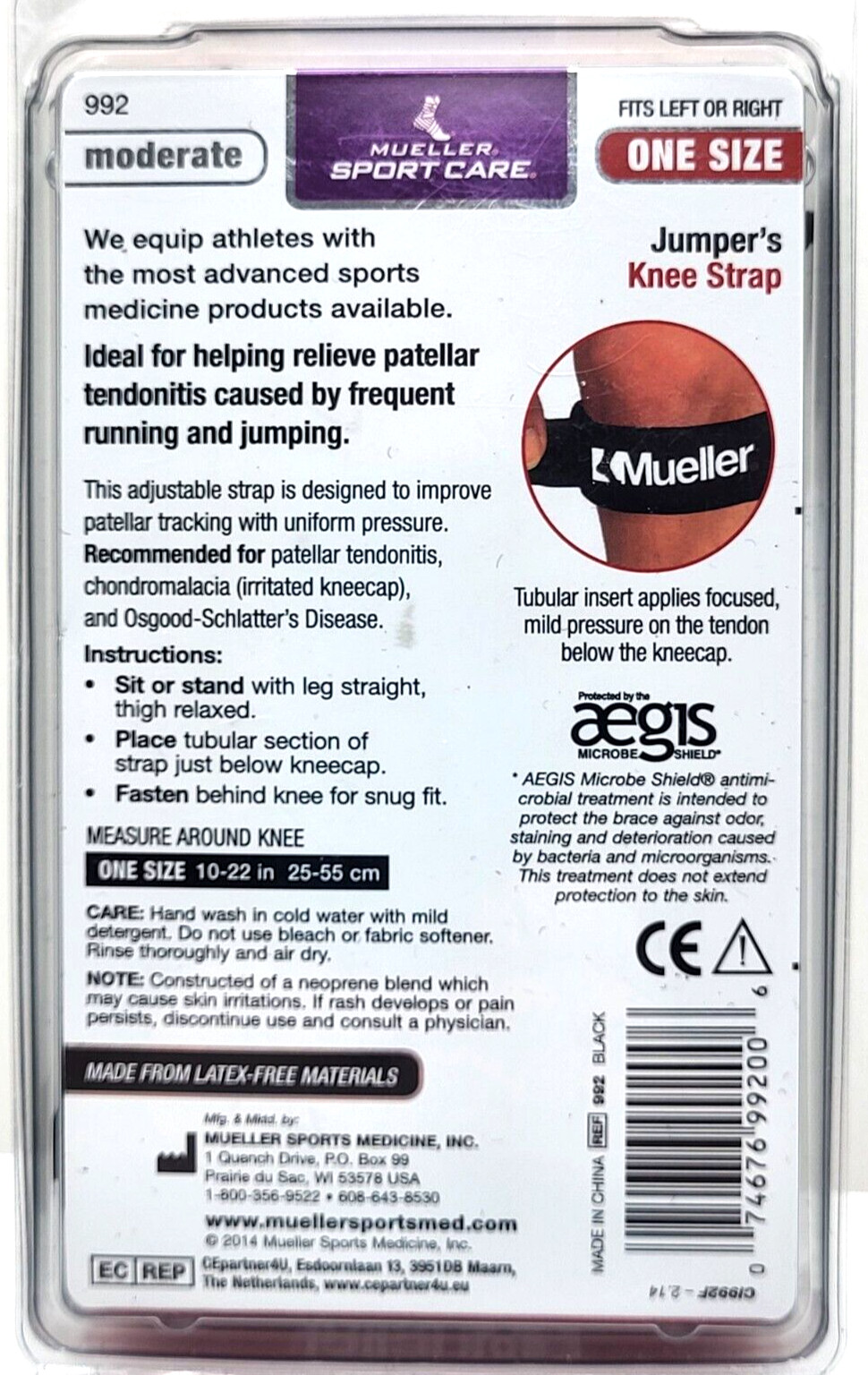 MUELLER Jumpers Knee Strap Moderate Support Antimicrobial Adjustable One Size